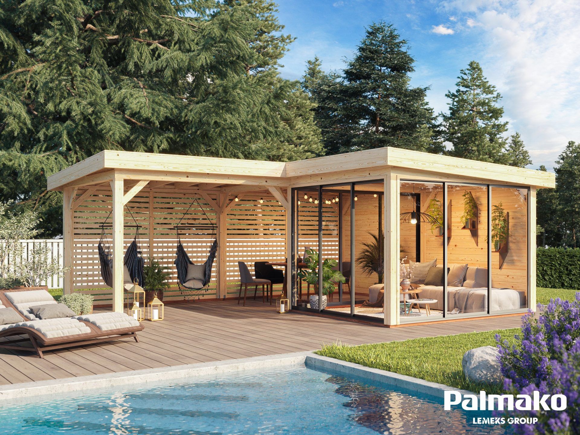 Palmako modernes Gartenhaus Lenna 24,9 m2 Set 411 Slide