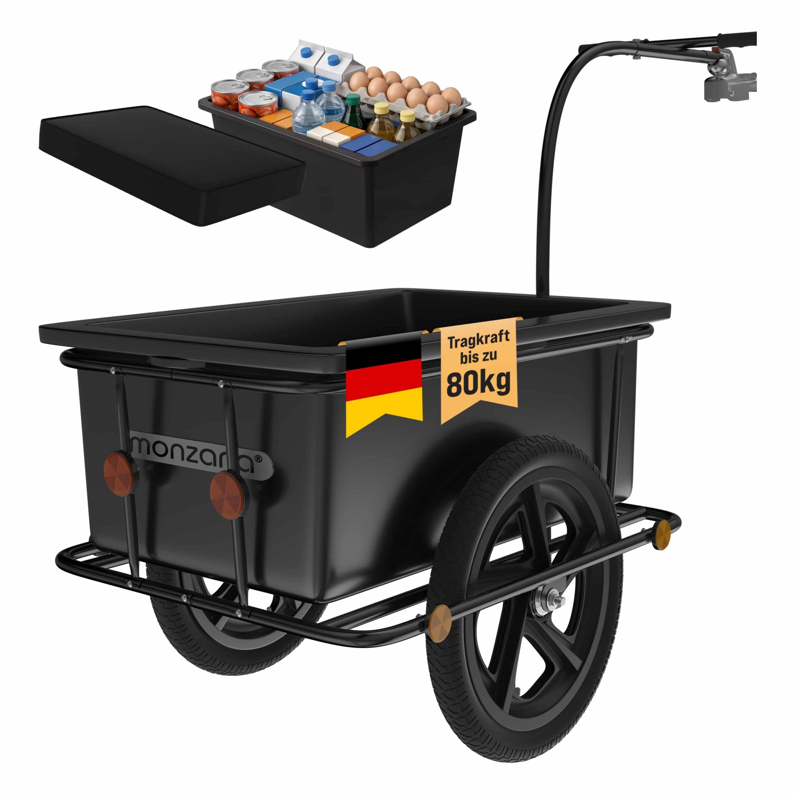 Fahrradanhänger Schwarz 90L inkl Kupplung