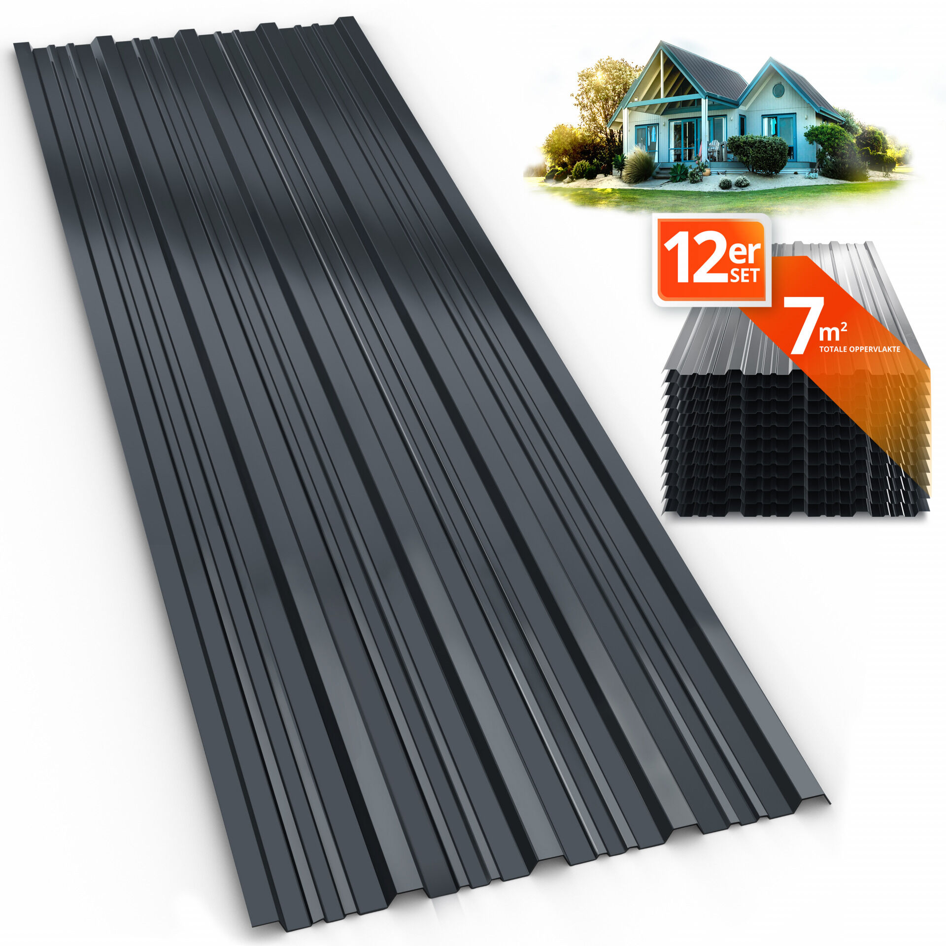 Trapezblech 12er Set Anthrazit 129x46cm 7m² verzinkt wetterfest stabil