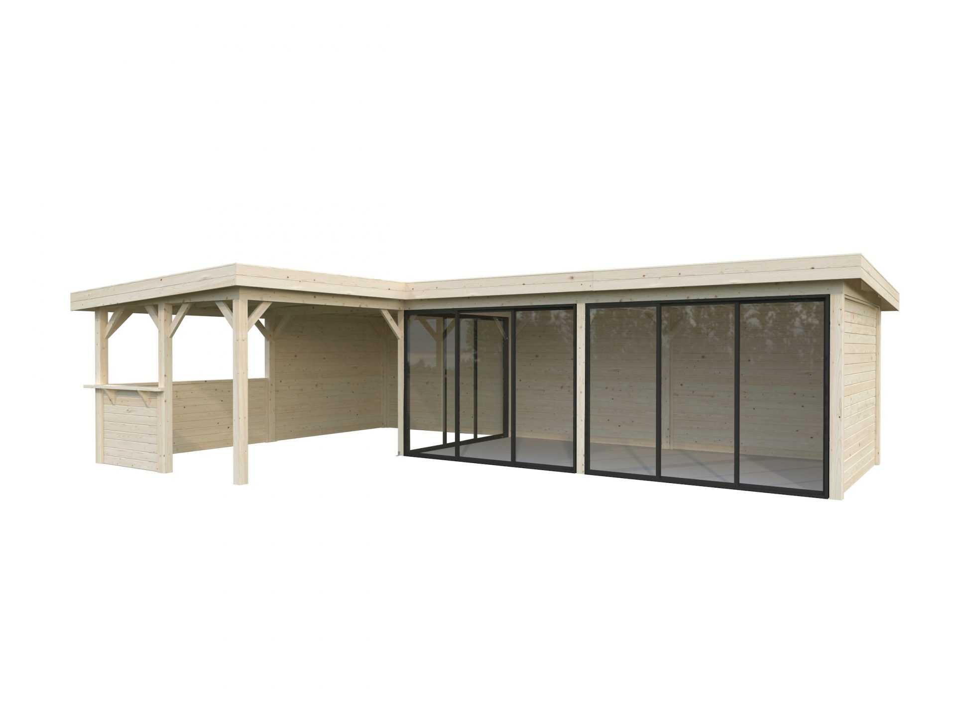 Palmako modernes Gartenhaus Lenna 33,2 m² Set 720 Slide Plus