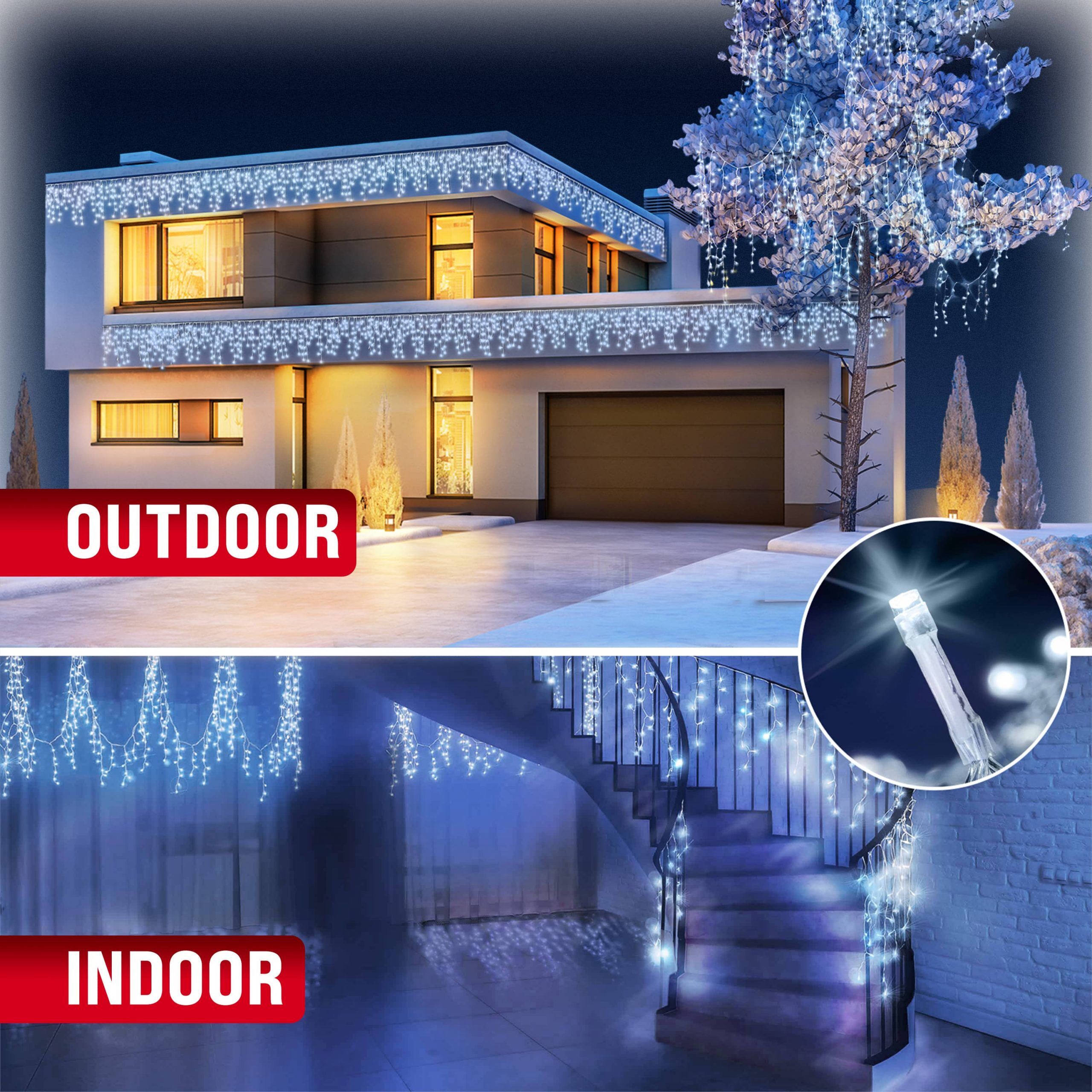 Regenlichterkette LED Kaltweiß 20m