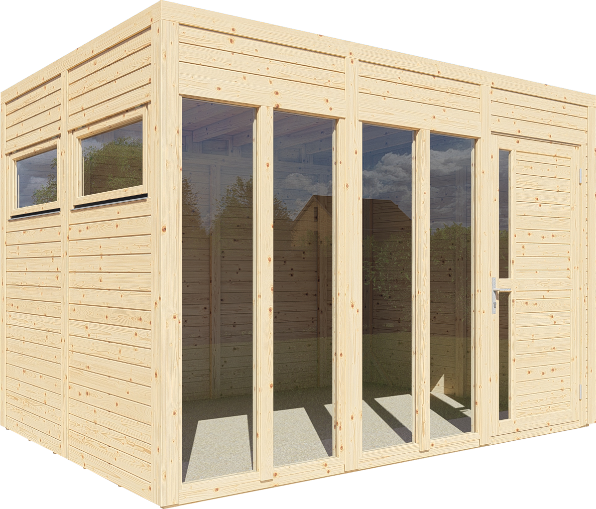 Gartenhaus Holz Cubus 3 Office naturbelassen 333 x 230 cm