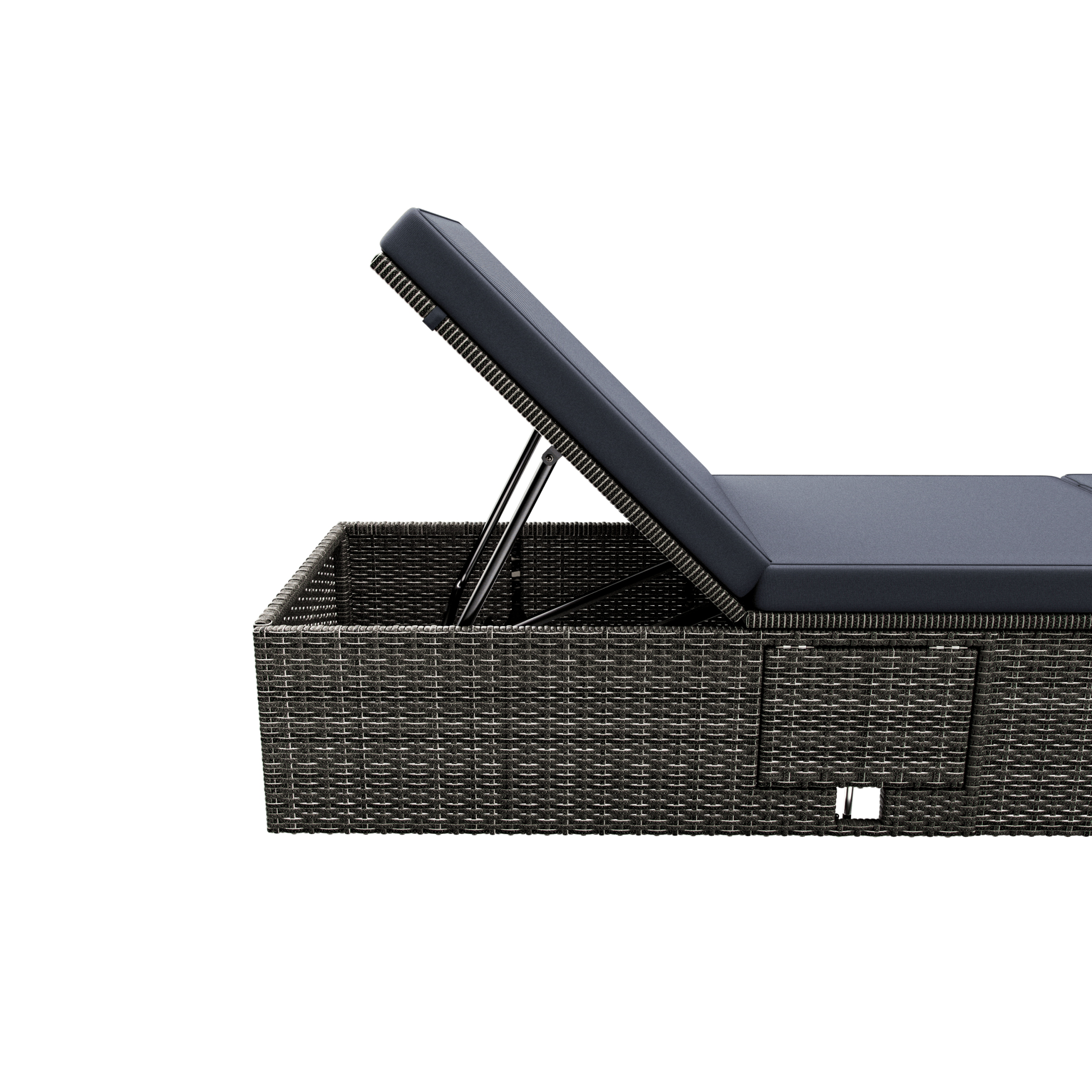 Polyrattan Gartenliege Grau/Anthrazit 200x58x33cm