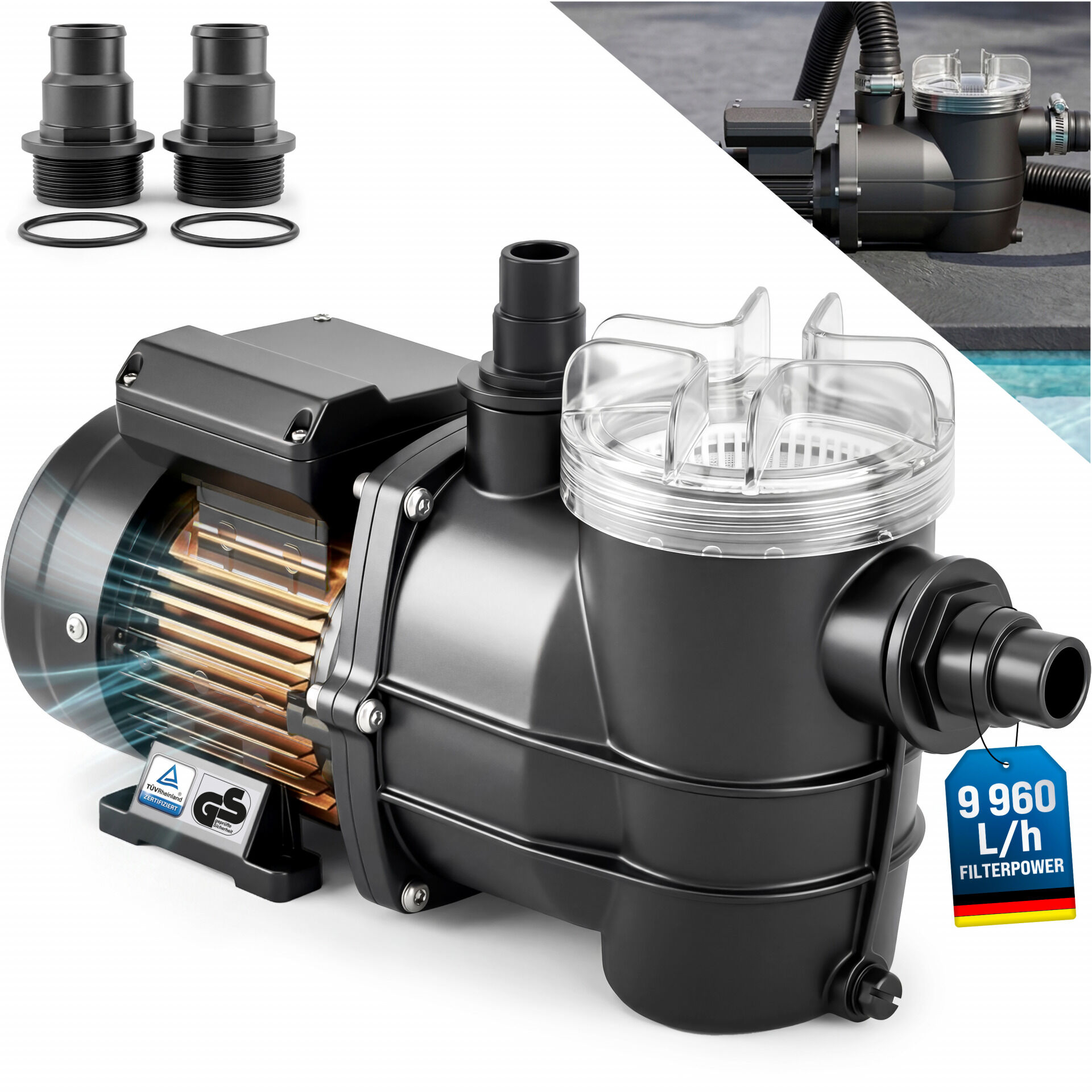 Pumpe Sandfilteranlagen 9960 L/h inkl Vorfilter