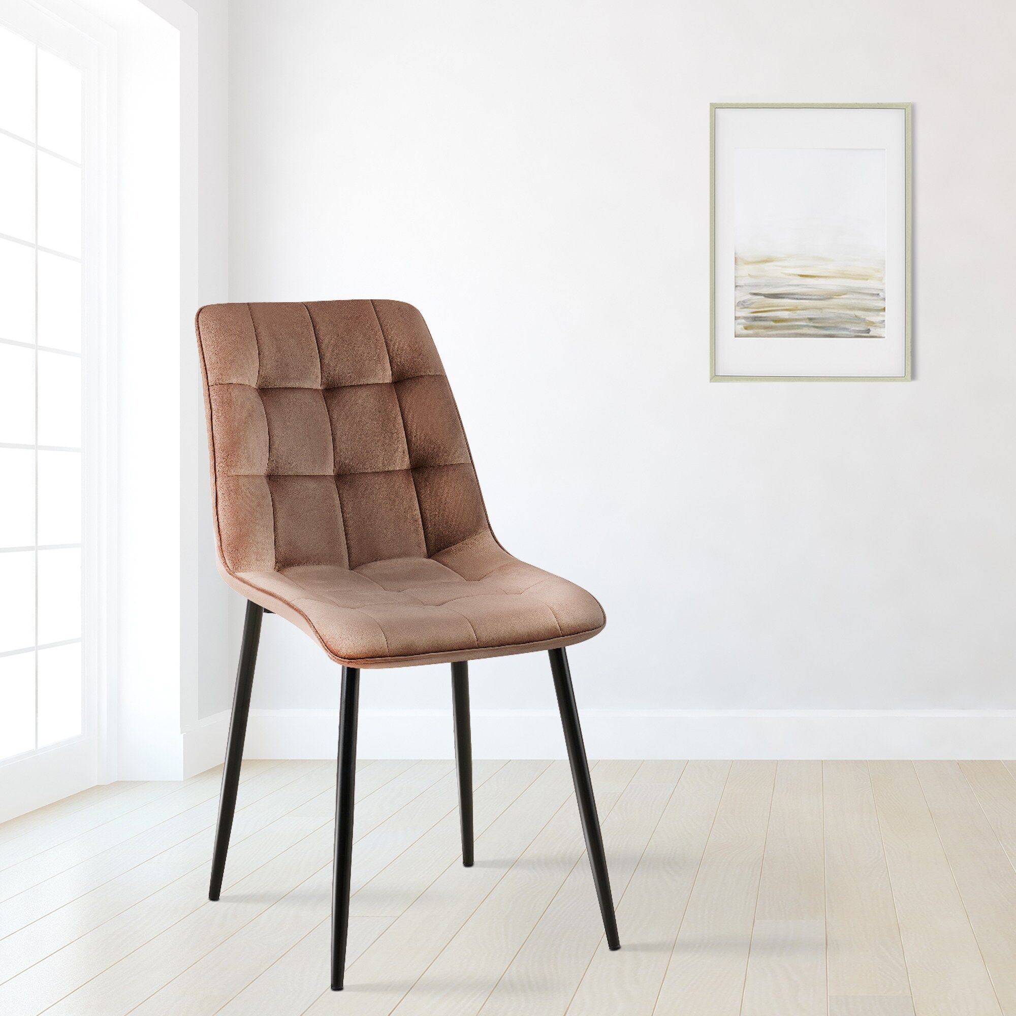 2er Set Esszimmerstuhl Gifford Samt, braun