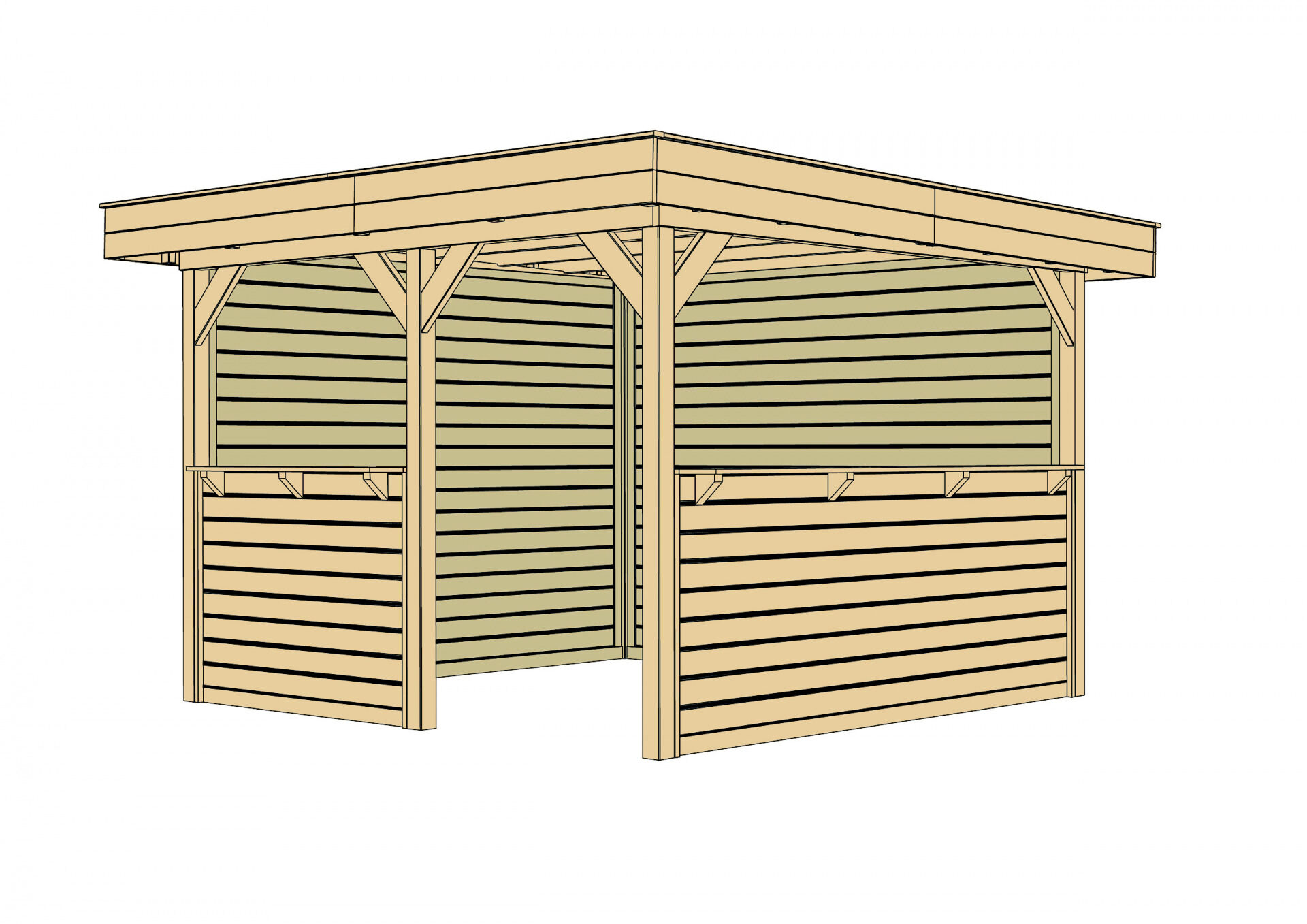 weka Gartenlaube 657 Gr.2, Set inkl. 2 RW, Tresenwand und Treseneingang