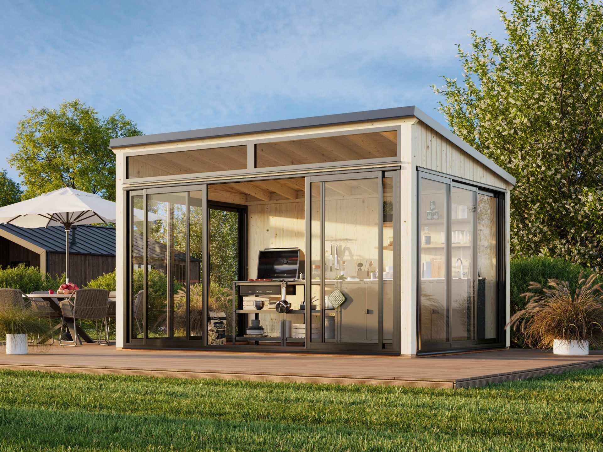 Palmako Modernes Gartenhaus Saga 11,6 m² Slide
