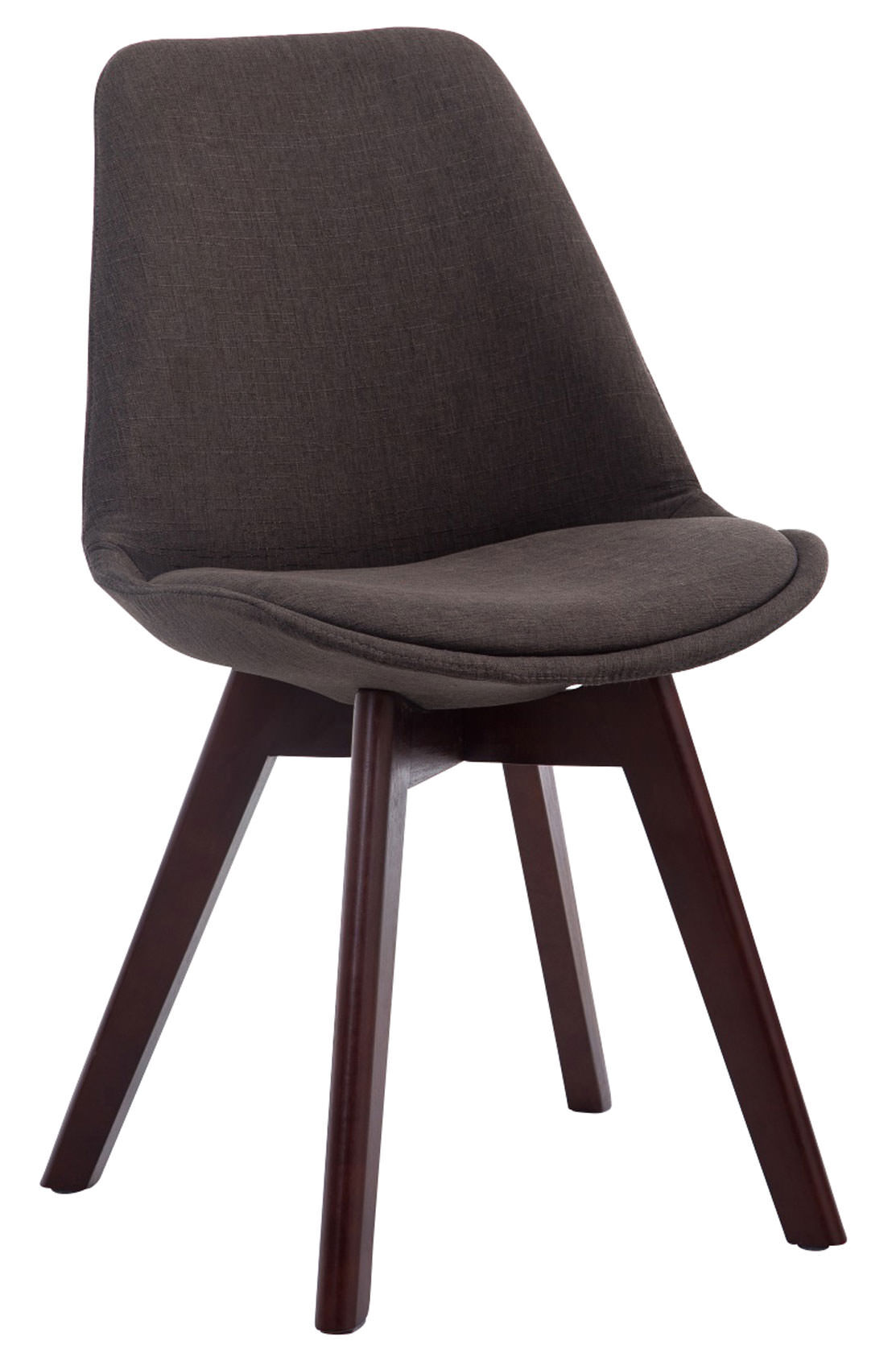 4er Set Besucherstühle Borneo V2 Walnuss Stoff, dunkelgrau