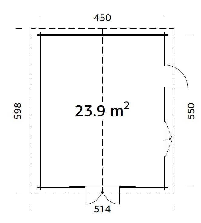Grundriss Palmako Gartenhaus Irene 23,9 m²