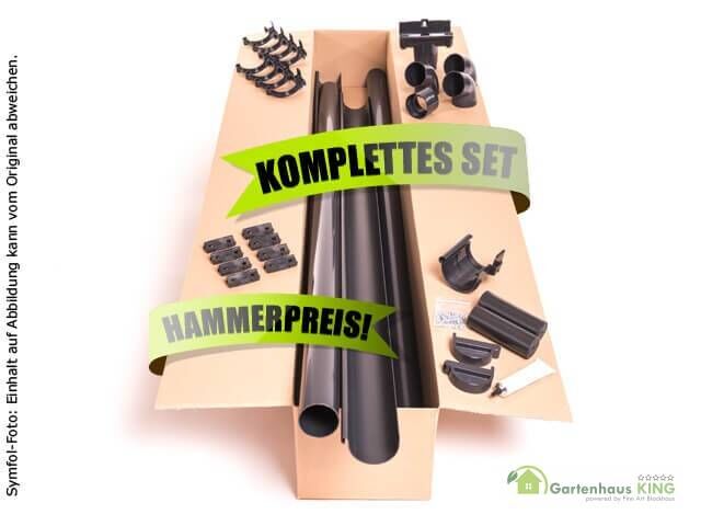 Dachrinnen Set für Satteldach – 175 cm Verlängerung, Braun