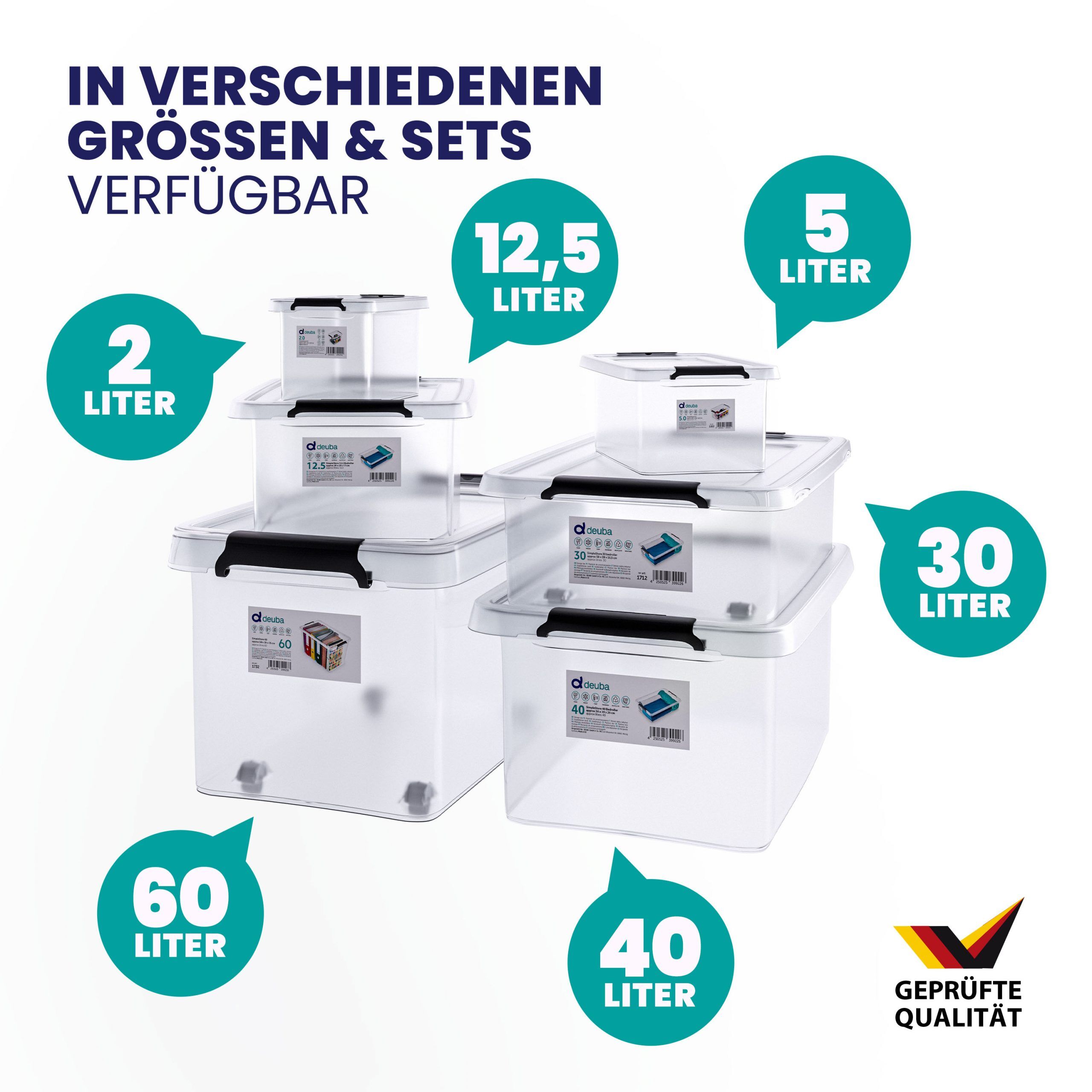 Aufbewahrungsbox 58x39x26cm 40L transparent stapelbar BPA-frei