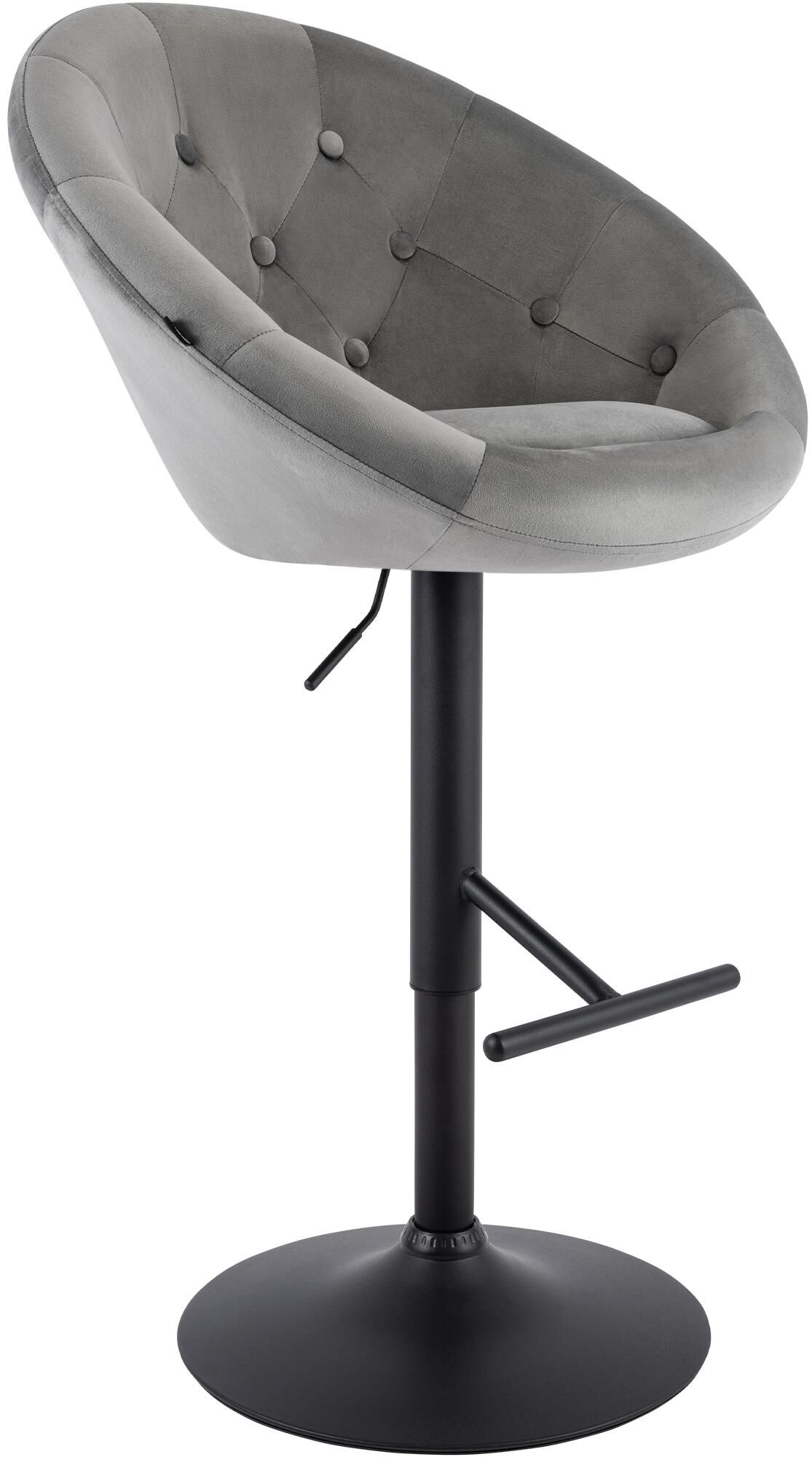 Barhocker London Samt schwarz, grau