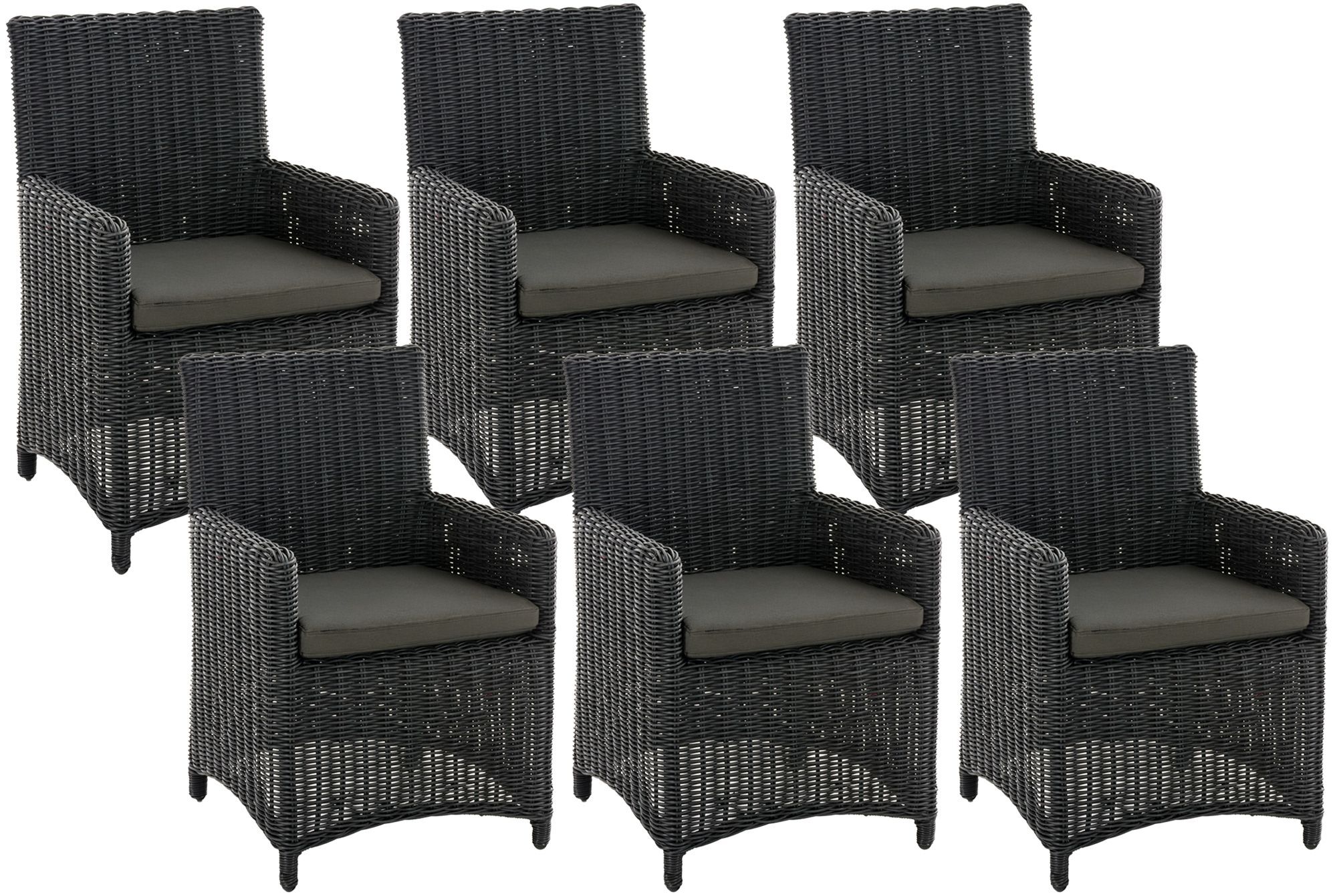 6er Set Stuhl Fontana / Sankt Marlo Anthrazit 5mm, schwarz