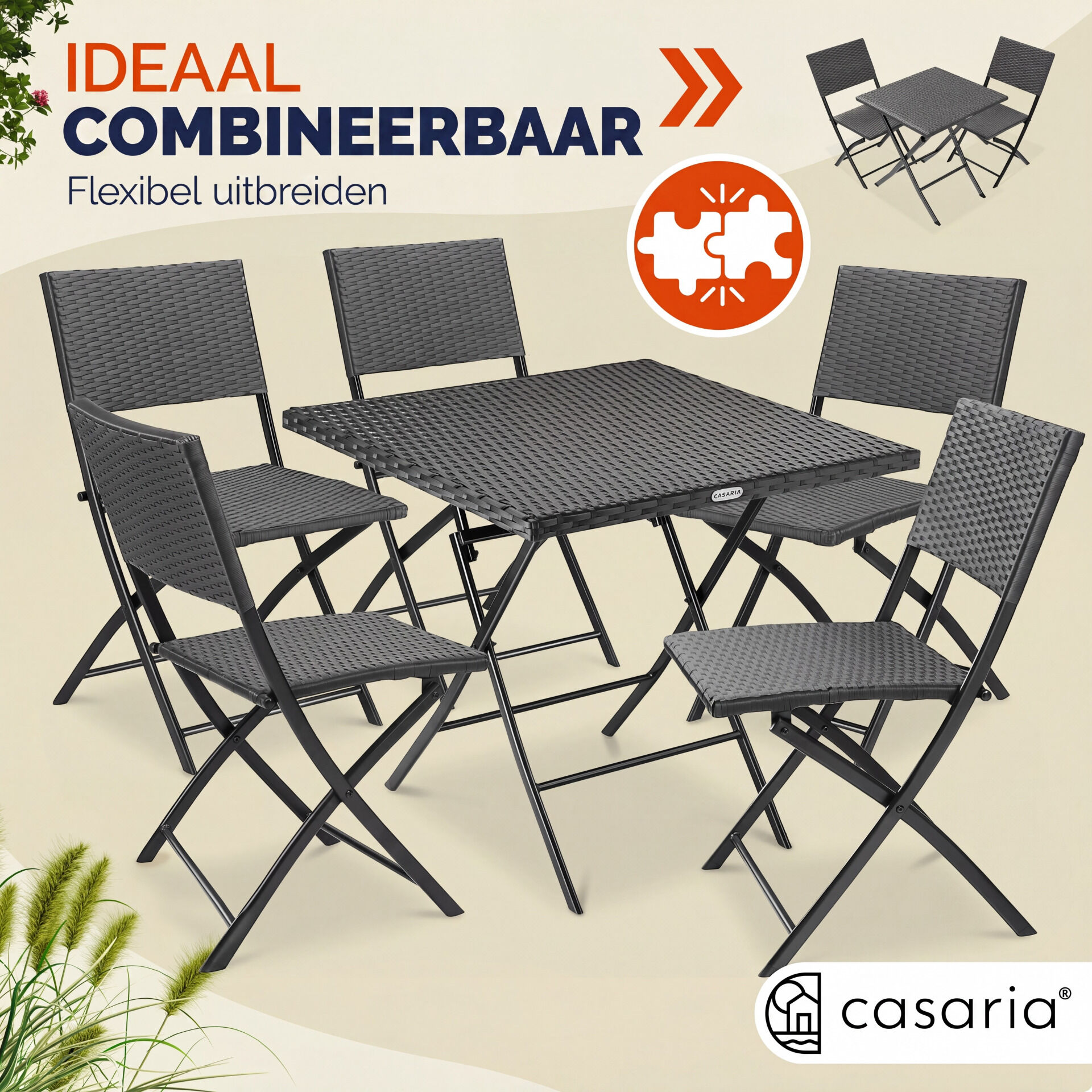 Polyrattan Klapptisch Rom Anthrazit 75x65x65cm