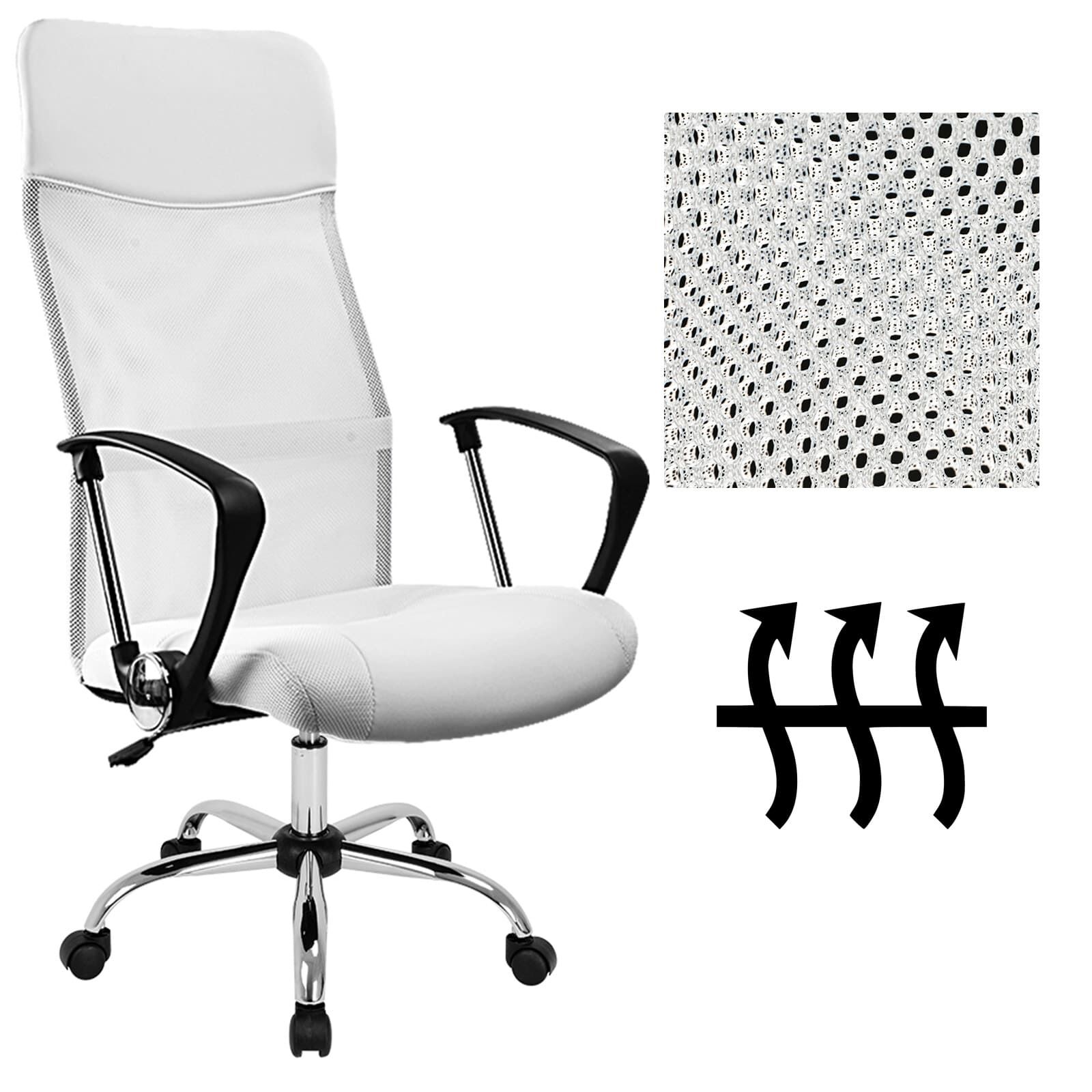 Bürostuhl Deluxe Weiß mit Netz