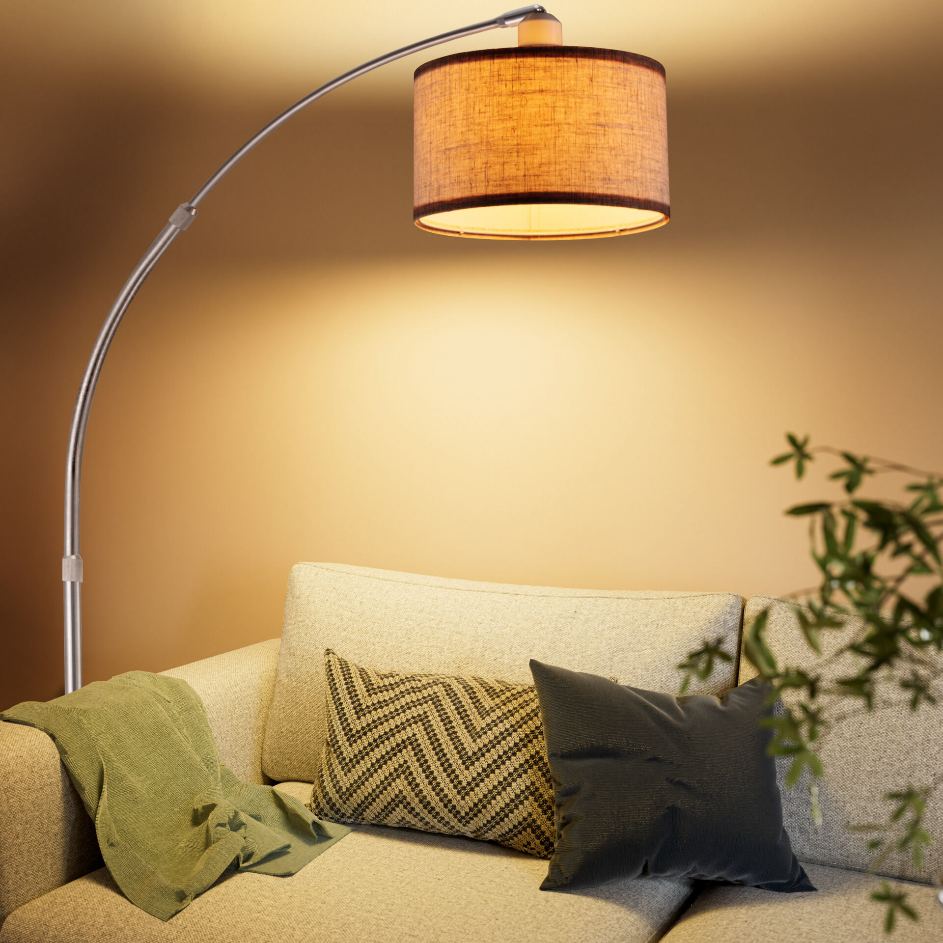 Design Bogenlampe Grau 150-175cm verstellbar