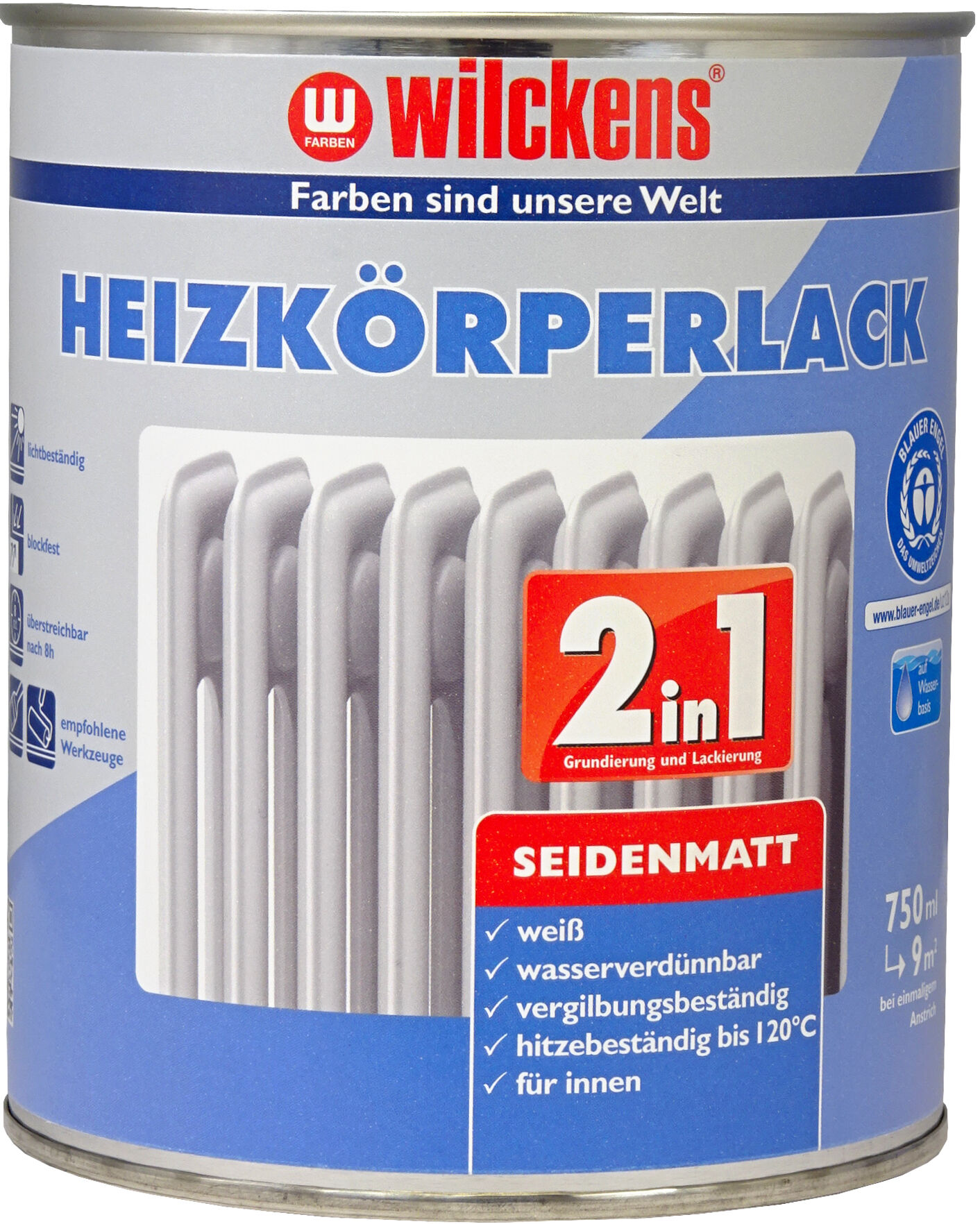 266139 Wilckens Heizkörperlack 2in1 Weiß glänzend 0.75l