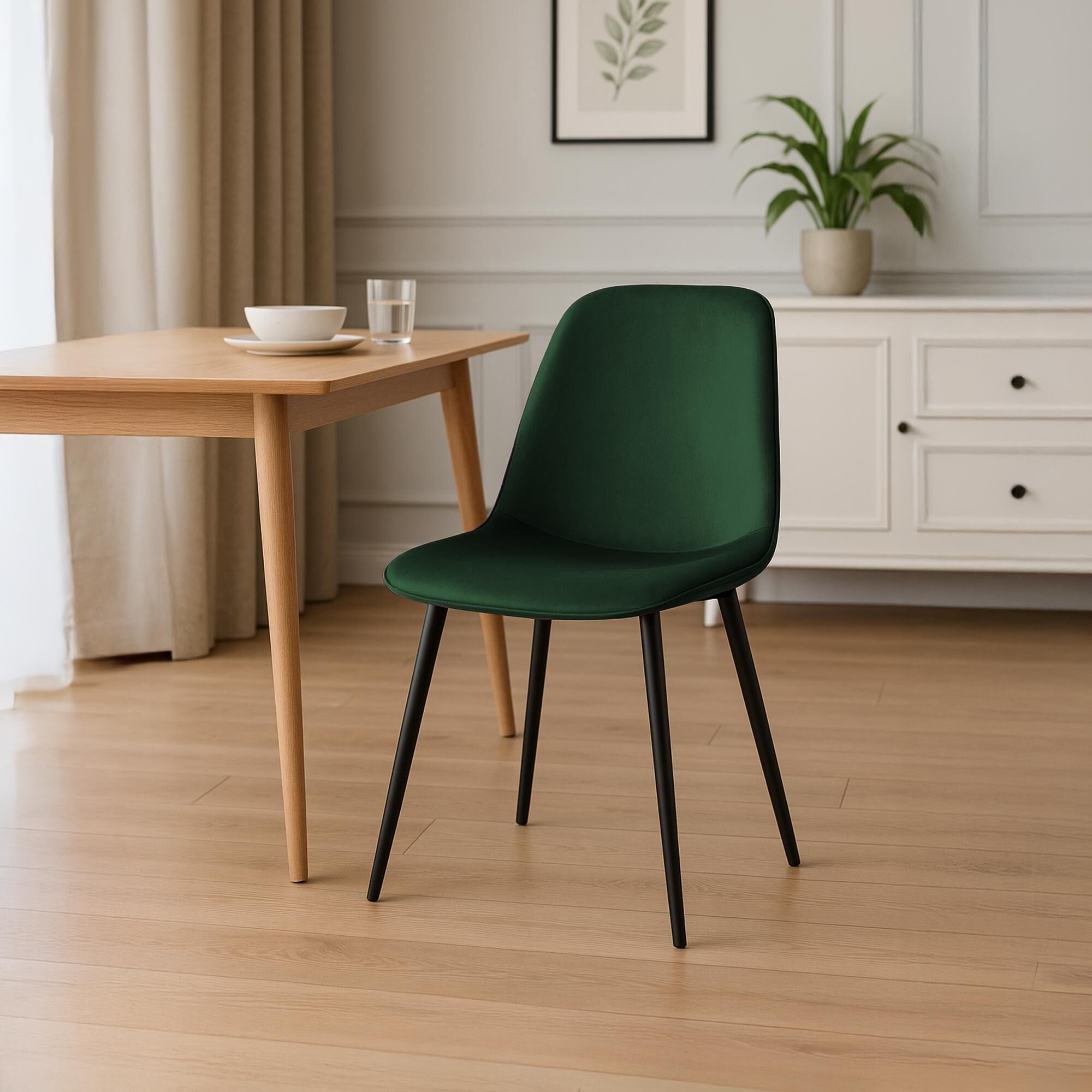 2er Set Esszimmerstuhl Maryam Samt, grün