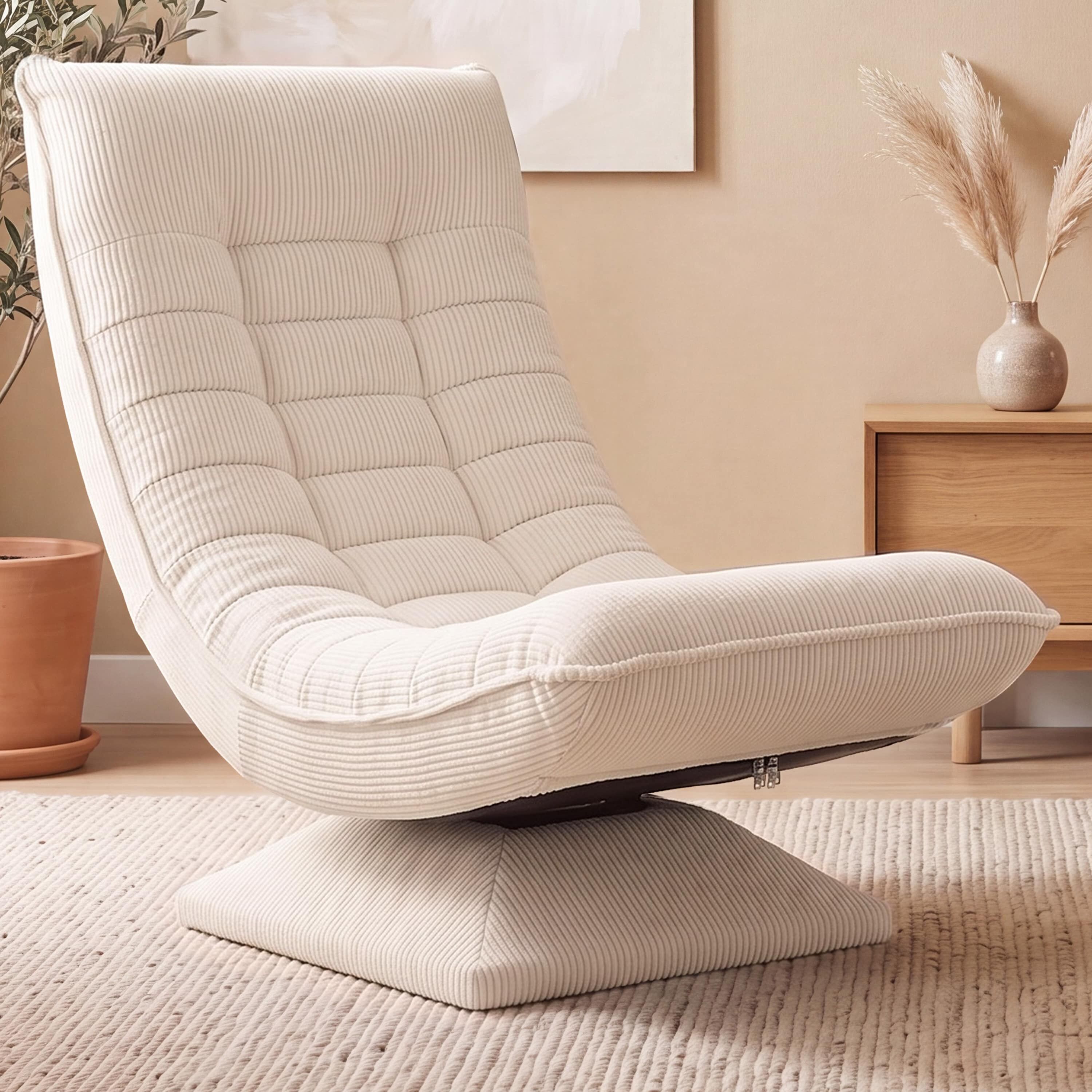 Sessel Aberdeen Creme Cord 5fach verstellbar 360 Grad drehbar klappbar