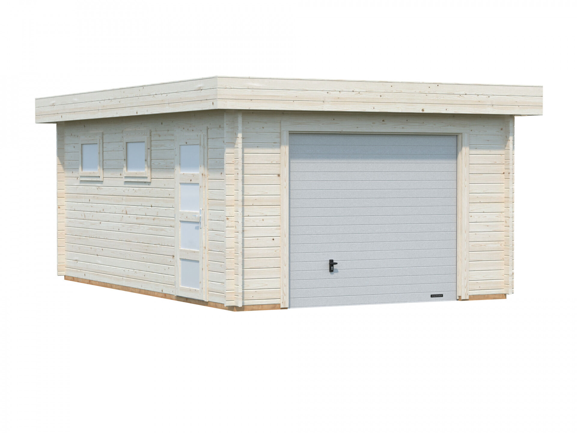 Flachdach Holzgarage Rasmus 19,0 m² mit Sektionaltor