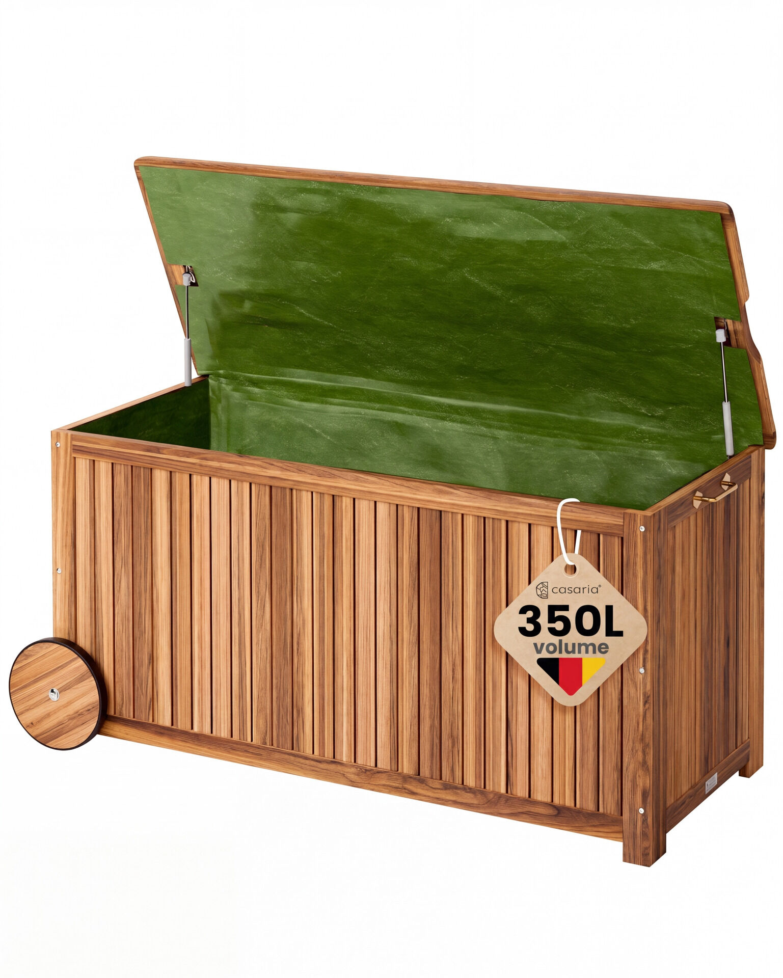 Gartenbox Akazienholz 350L mit Innenplane 119x50x61cm wetterfest