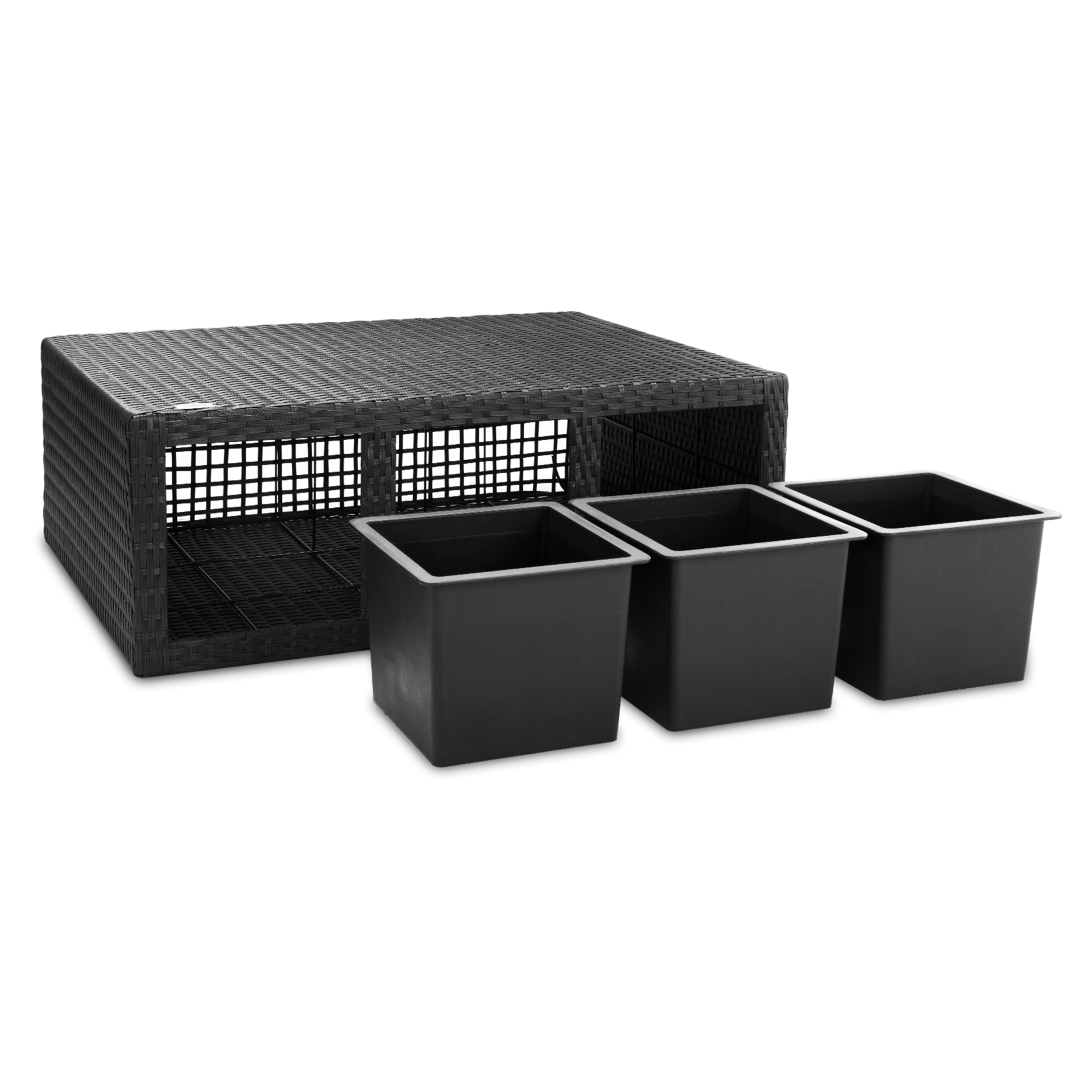 Polyrattan Blumentopf Schwarz 83x30,5x60cm