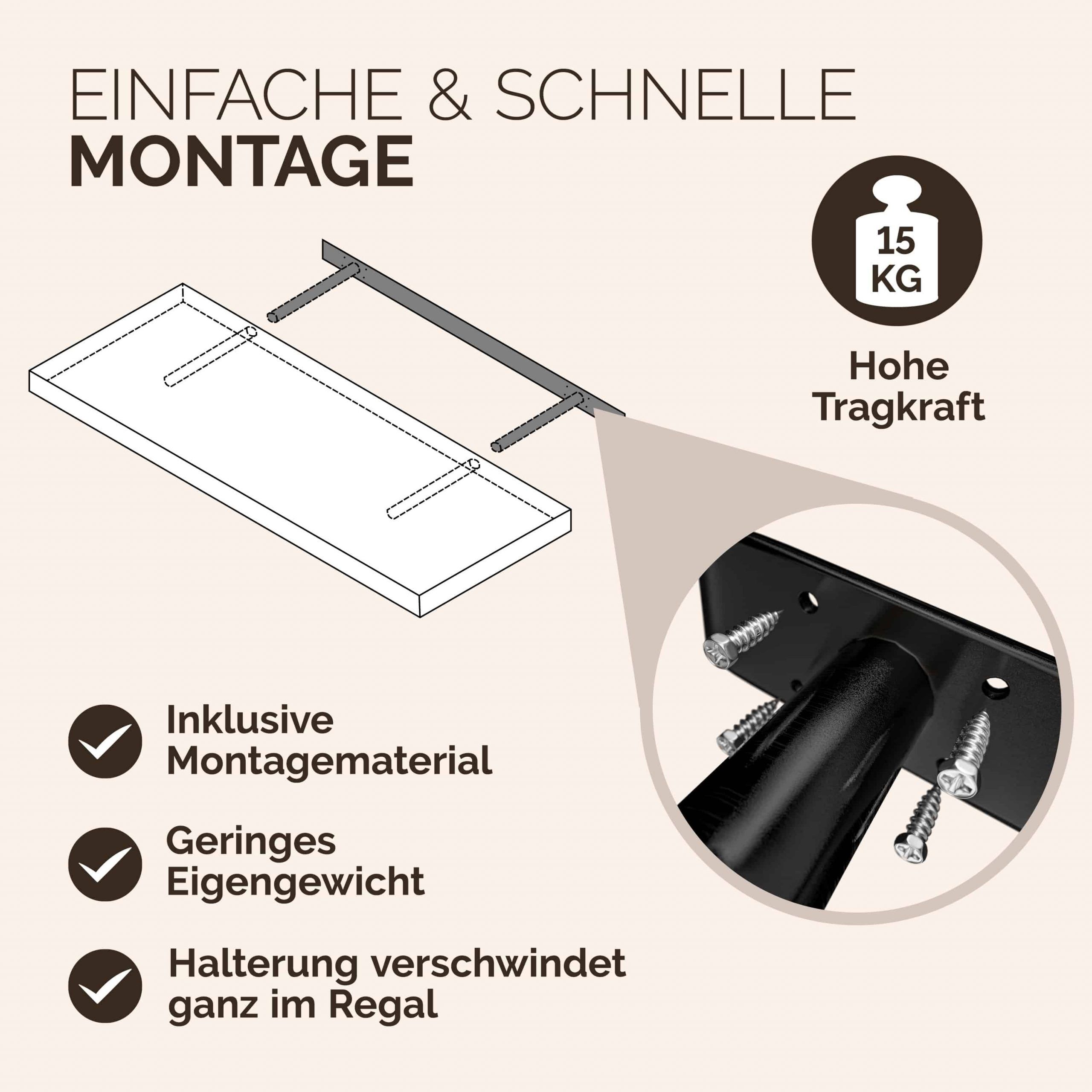 Wandregal Schweberegal 90cm Weiß + Halterung