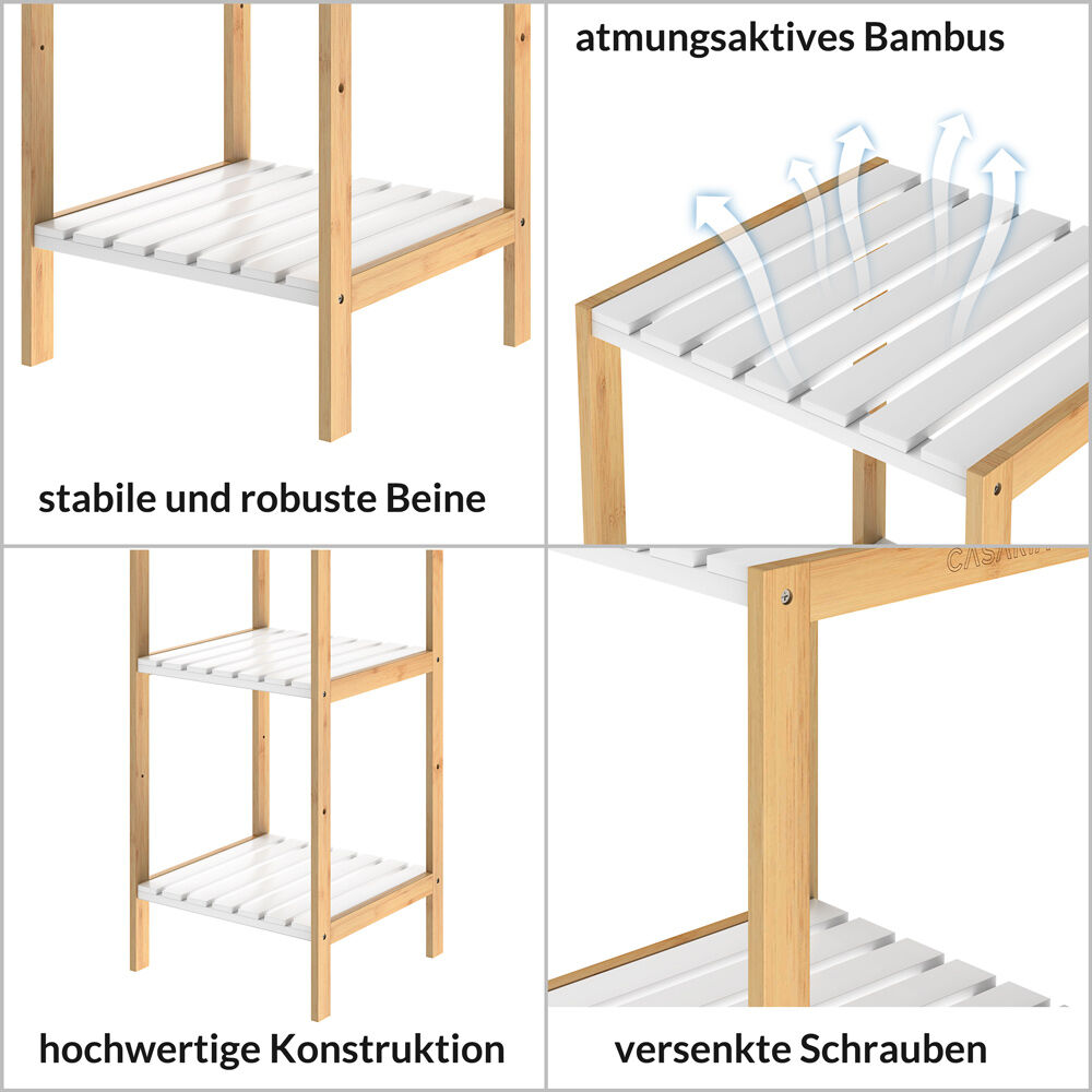 Standregal Bambus Weiß 110x33x34cm