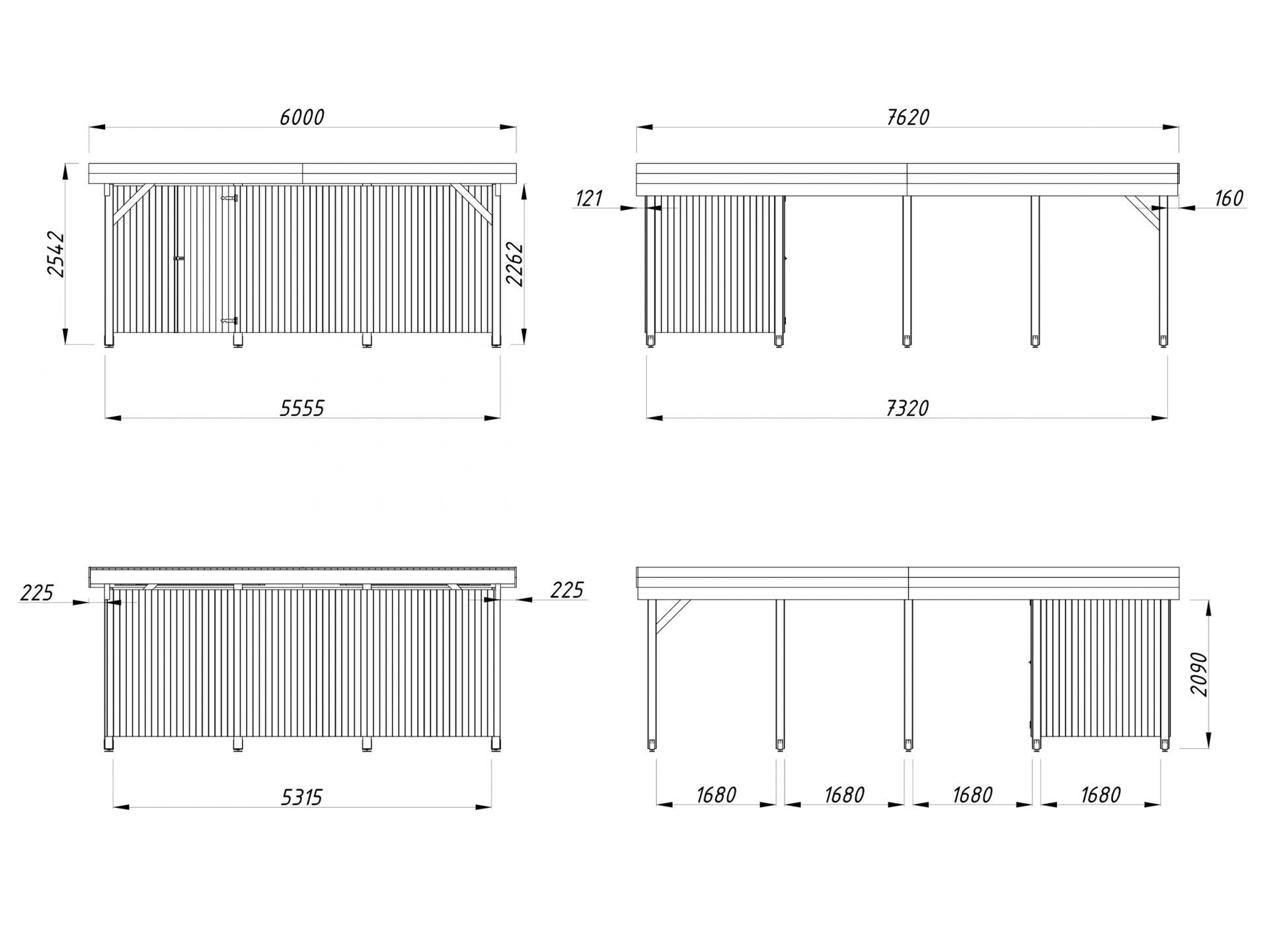 Palmako Carport Karl 40,6 m2 mit Geräteraum
