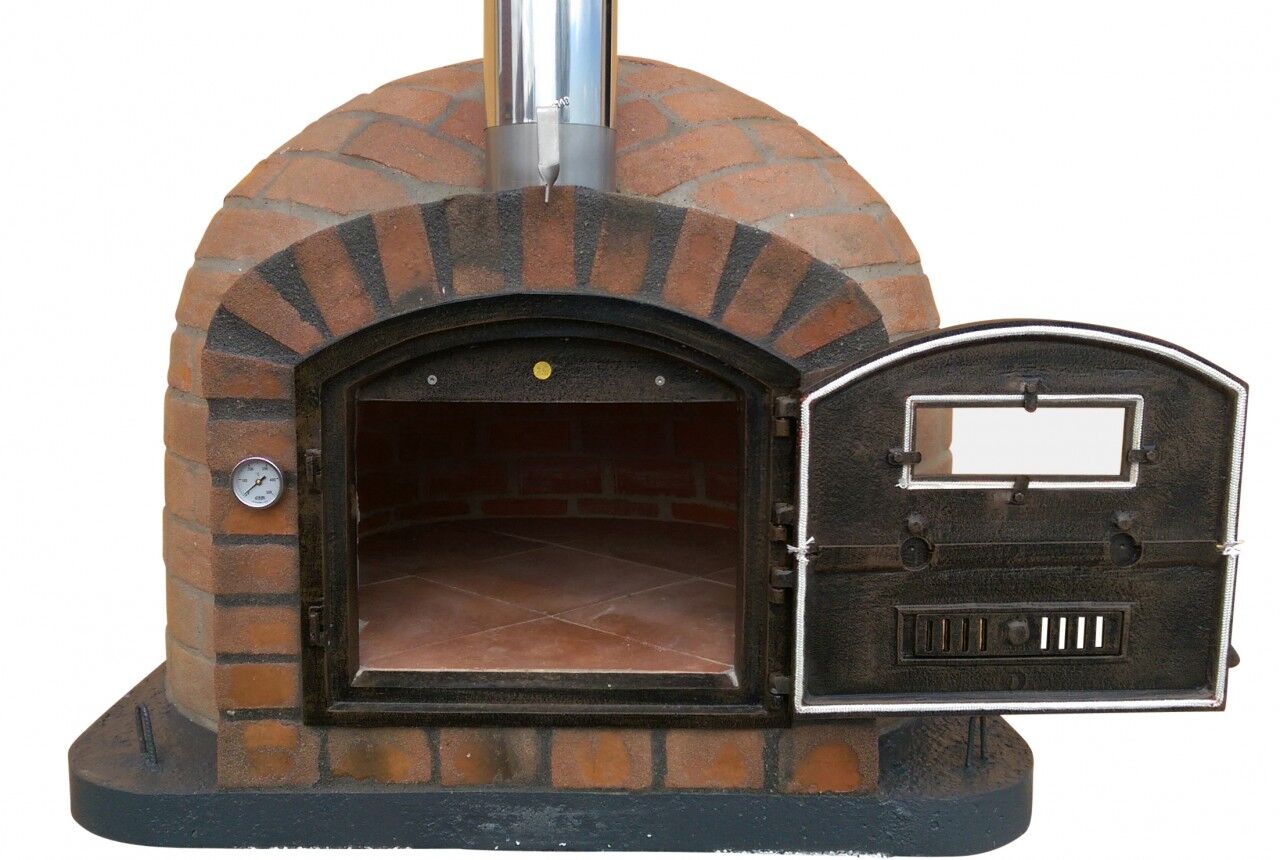 Traditioneller Backofen Rustic AL 110 inkl. Kaminrohr und Regenhut aus Edelstahl, weiß, ohne Abdeckhaube, ohne Ofenzubehör, ohne Zubehörset, ohne Grillzubehör, ohne fahrbares Gestell