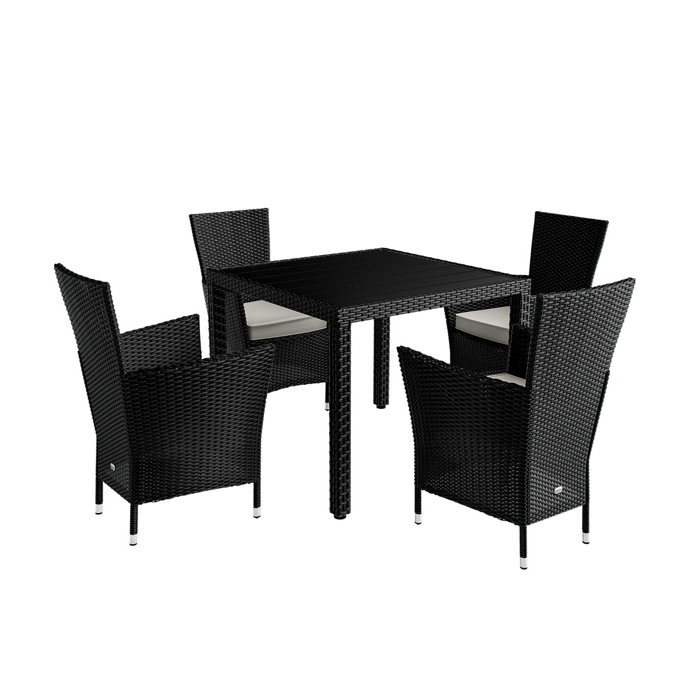 Polyrattan Garten-Sitzgruppe Riga 5-tlg Schwarz