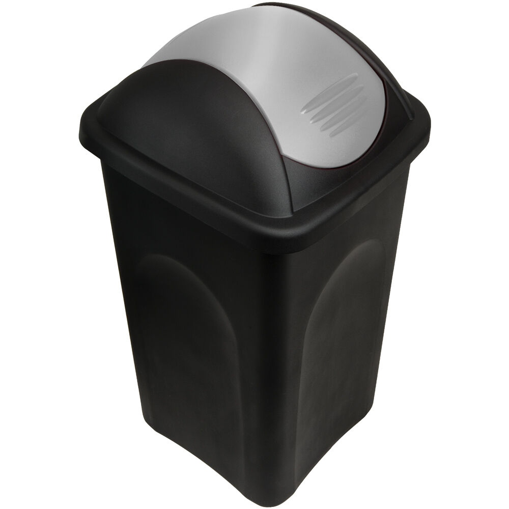 Mülleimer Schwarz/Silber Kunststoff 60L