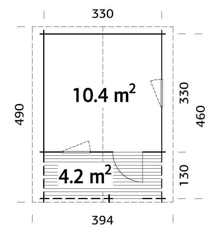 Grundriss Palmako Gartenhaus Sylvi 10,4 + 4,2 m²