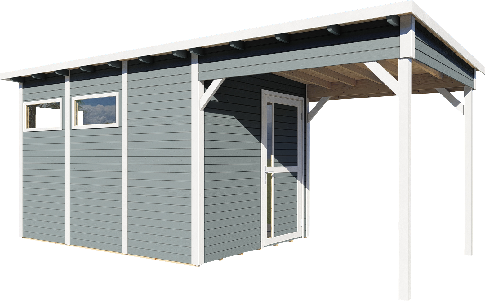 Gartenhaus Holz Pentus 3 Lounge hellgrau 558 x 234 cm