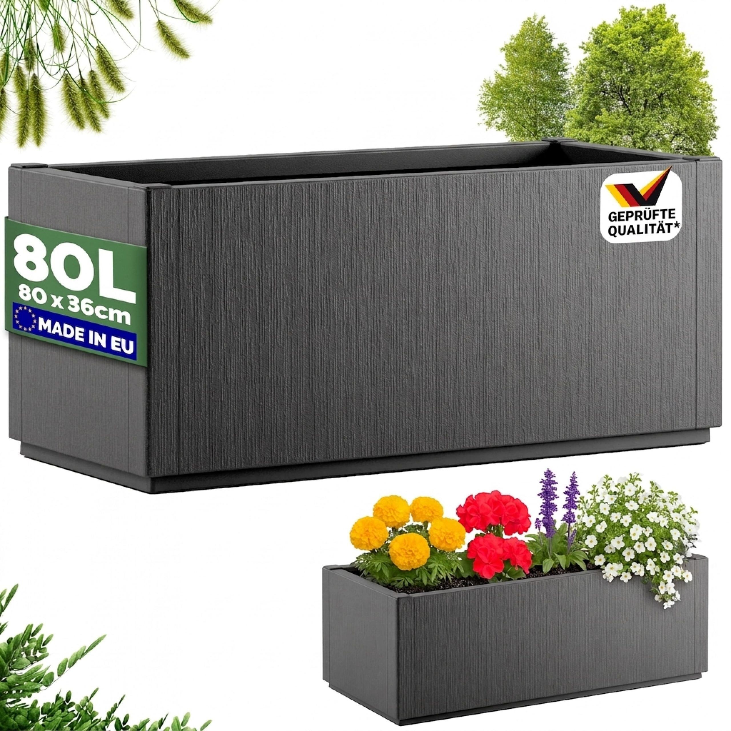 Blumentopf Ethica Anthrazit Kunststoff 80x36x36cm