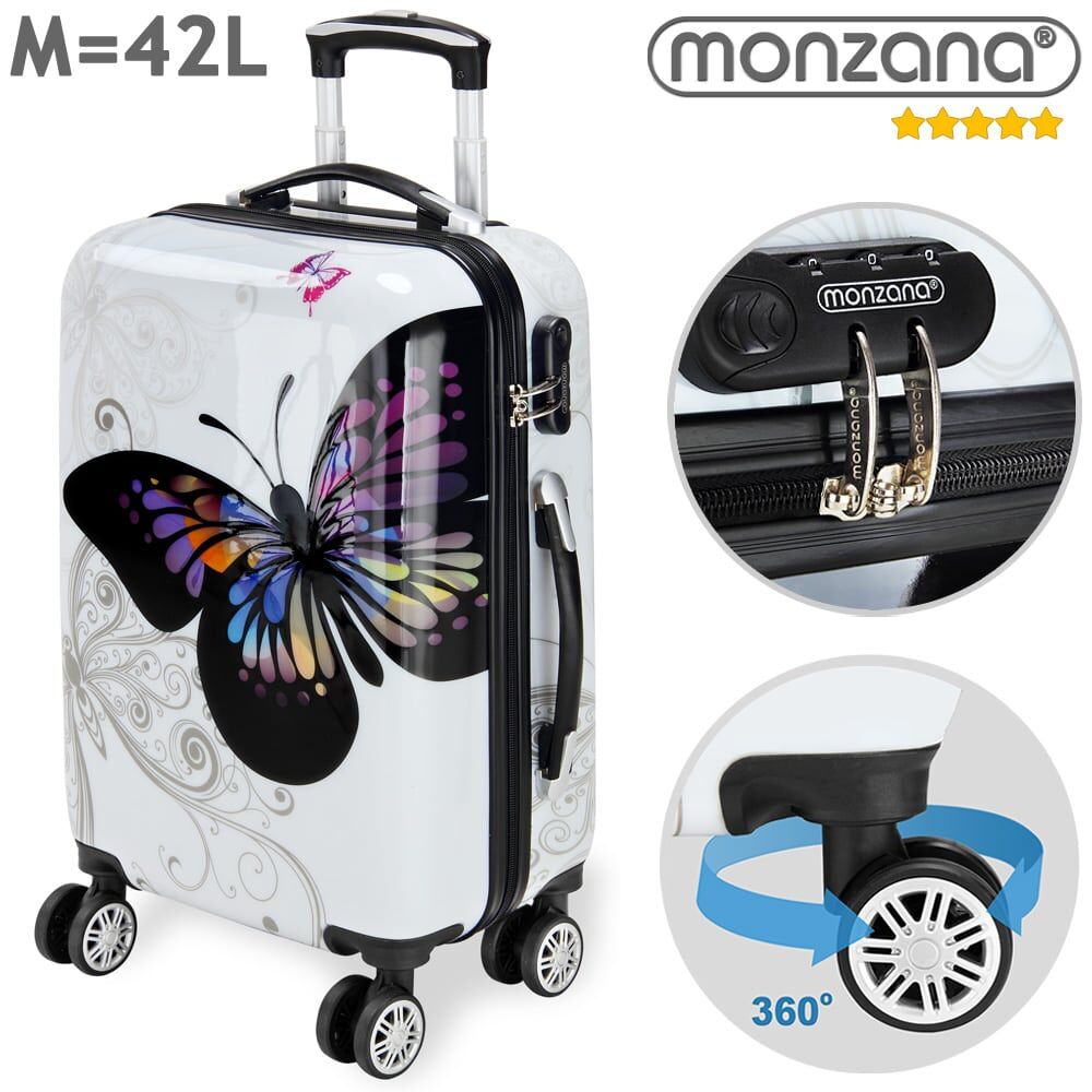 Hartschalenkoffer Rollen 360º Reisekoffer Butterfly Polycarbonat 42L