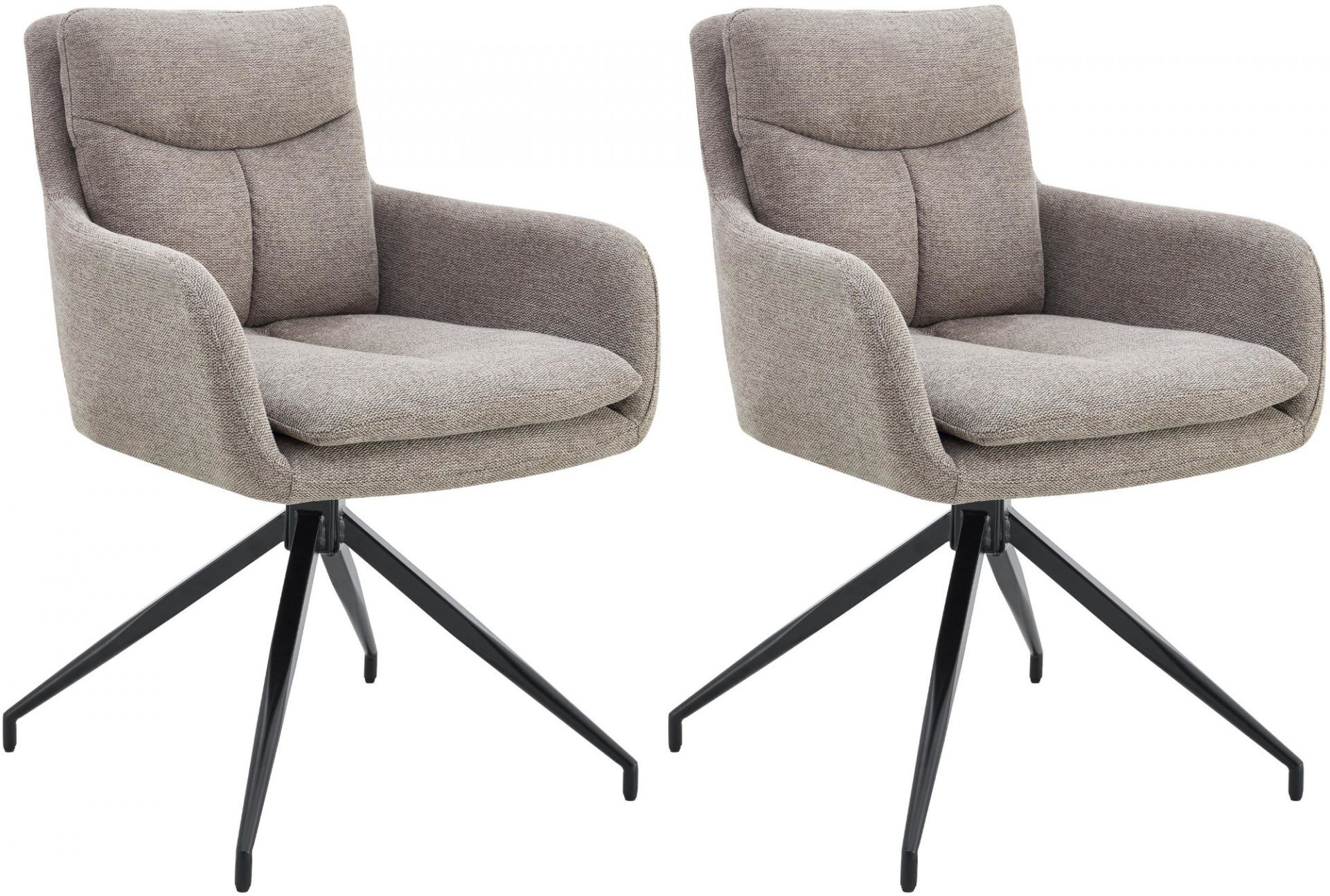2er Set Esszimmerstuhl Somers Stoff, taupe