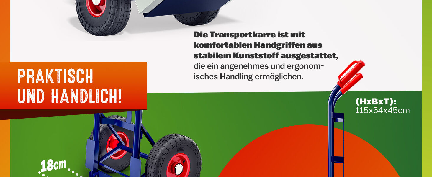 Sackkarre Blau Stahl Luftbereifung klappbare Schaufel