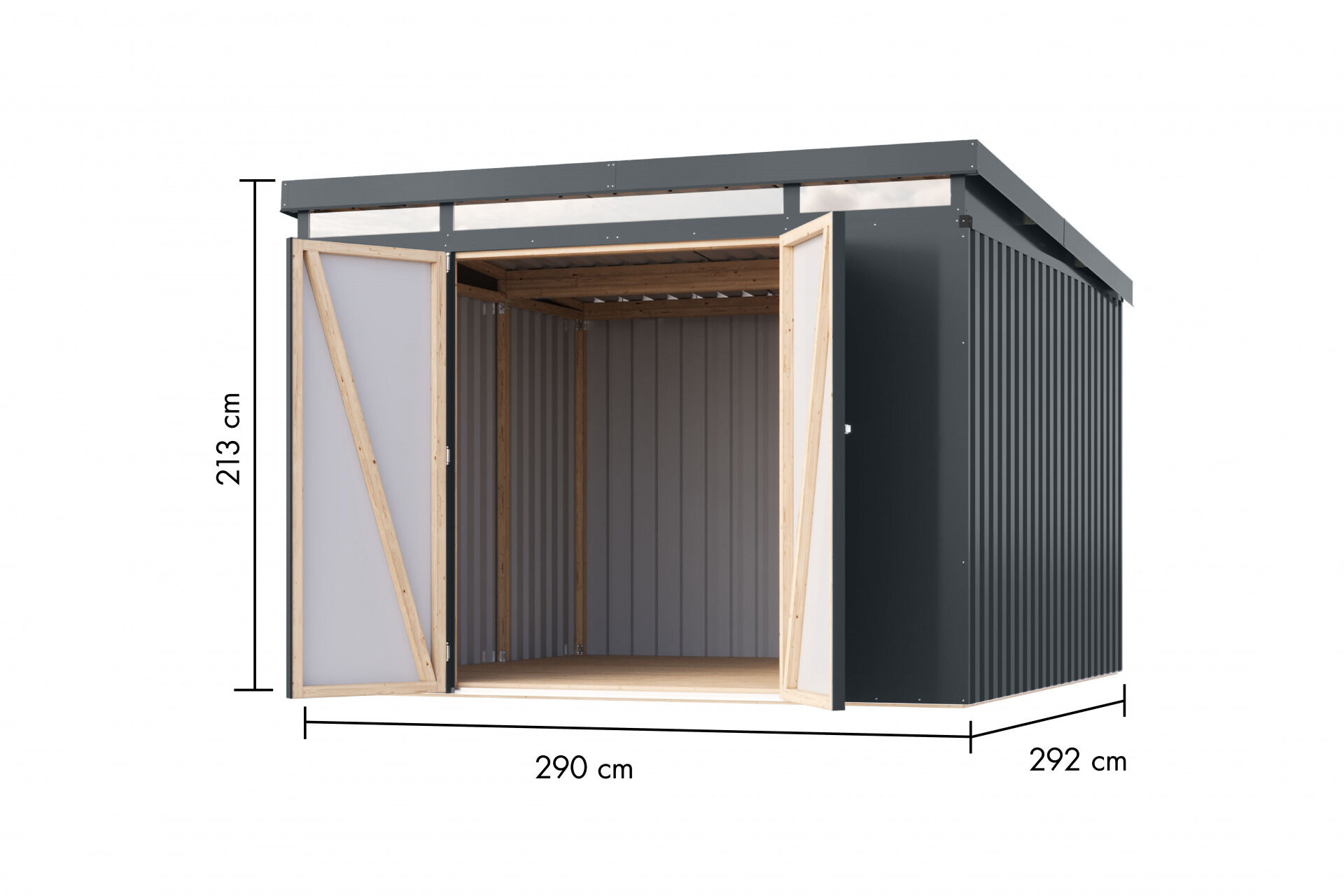 Karibu Pultdach Metall Gartenhaus Iridium 3,5, graualuminium