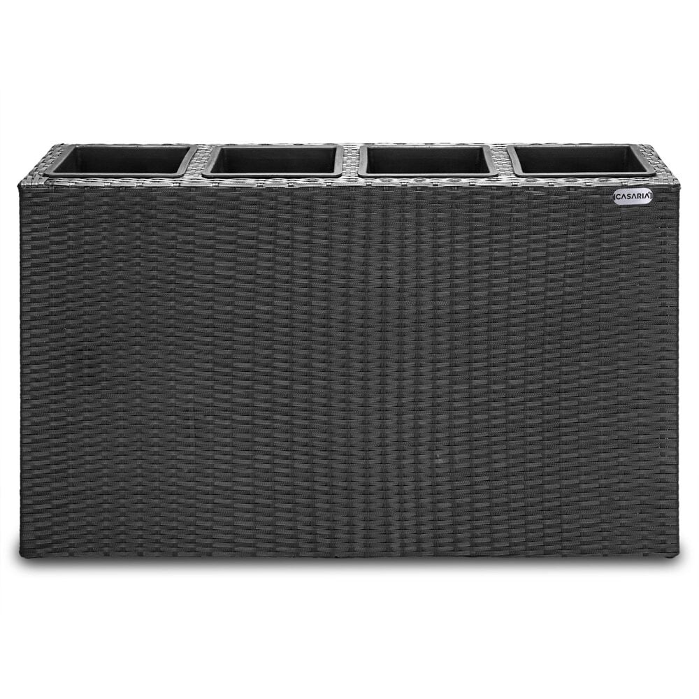 Polyrattan Blumentopf Schwarz 95x27x60cm