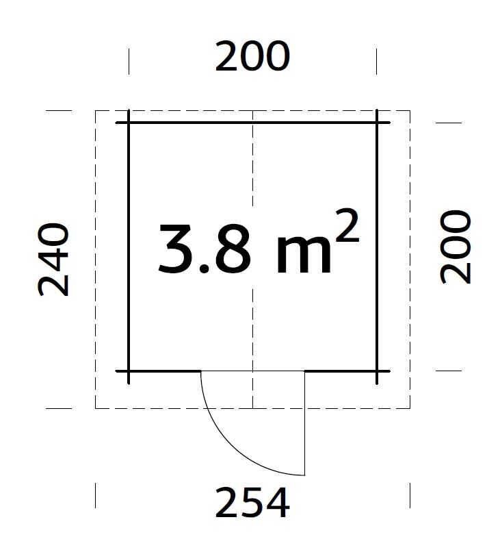 Grundriss Palmako Gartenhaus VIVIAN 3,8