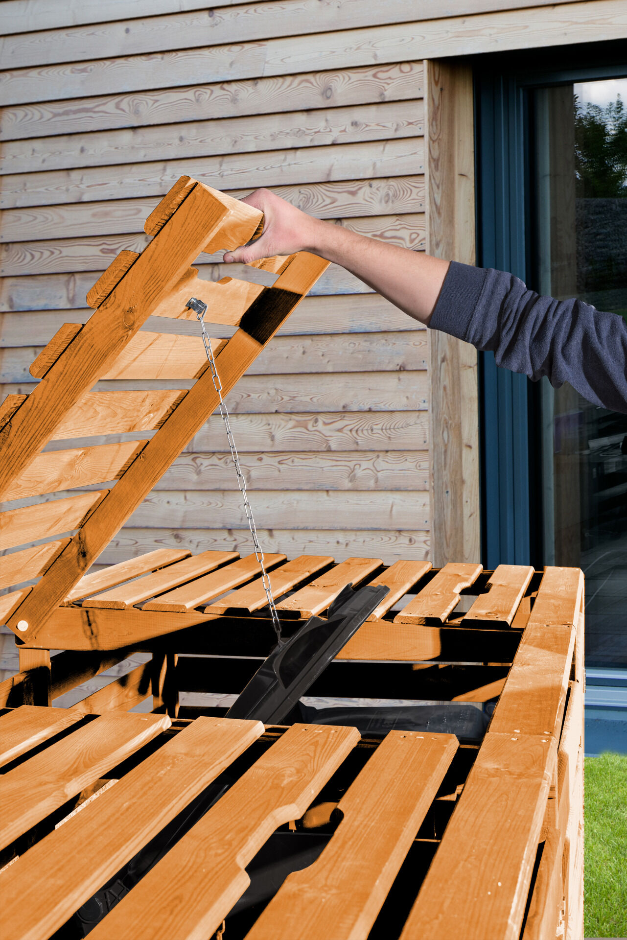 Mülltonnenbox für 2 Tonnen, honigbraun imprägniert