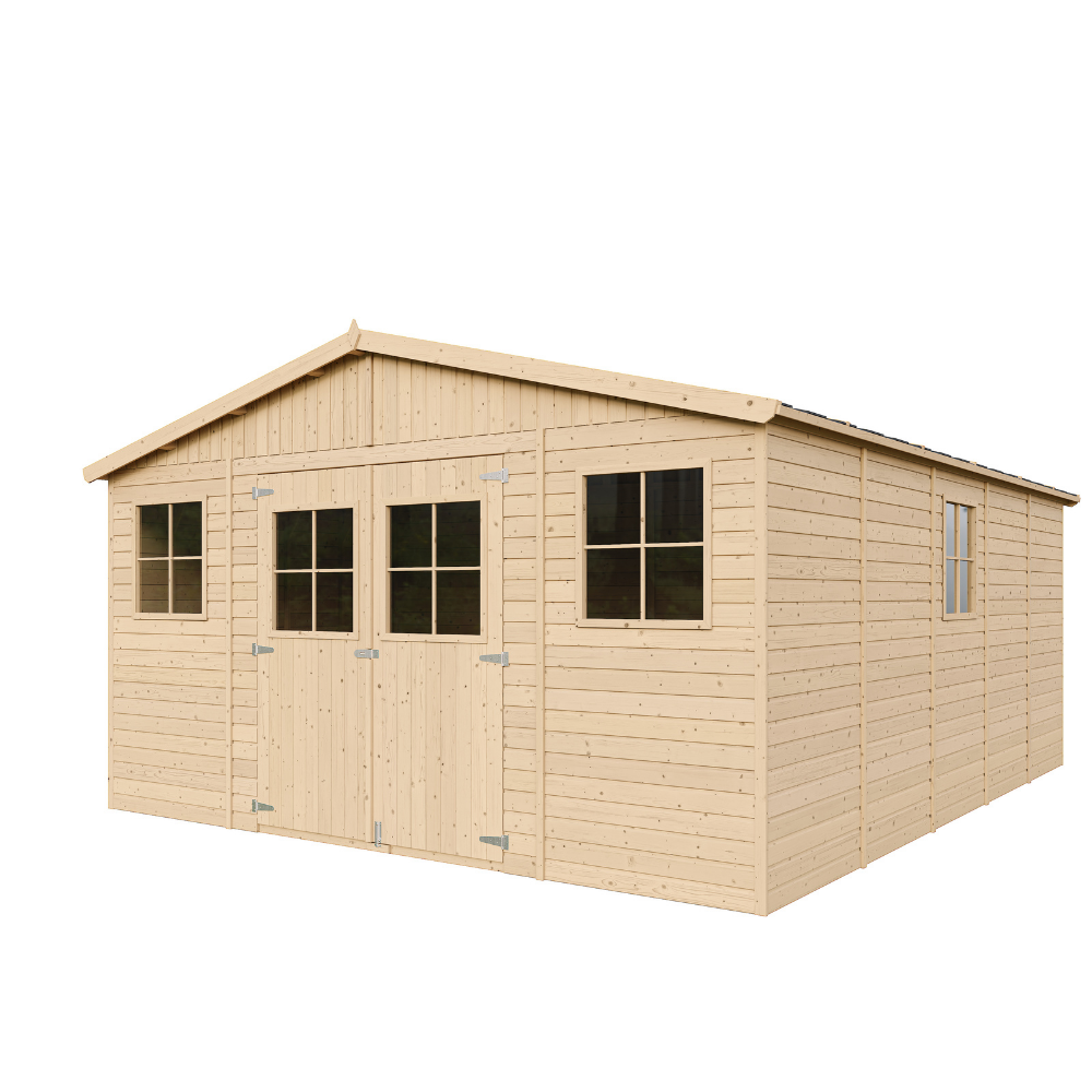Gartenhaus Henry M333+M333G mit Boden – Gerätehaus Holz 401 x 493 cm – 20 m2