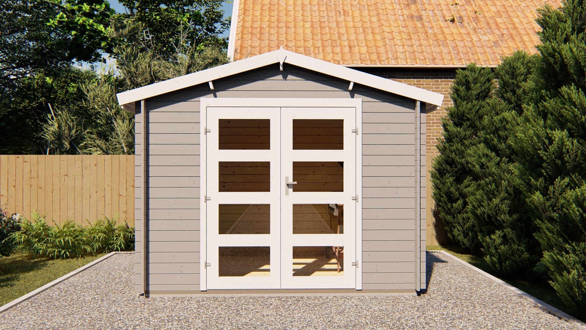 Gartenhaus Funny 11 298×240 cm 28 mm Blockbohlen mit Doppeltür