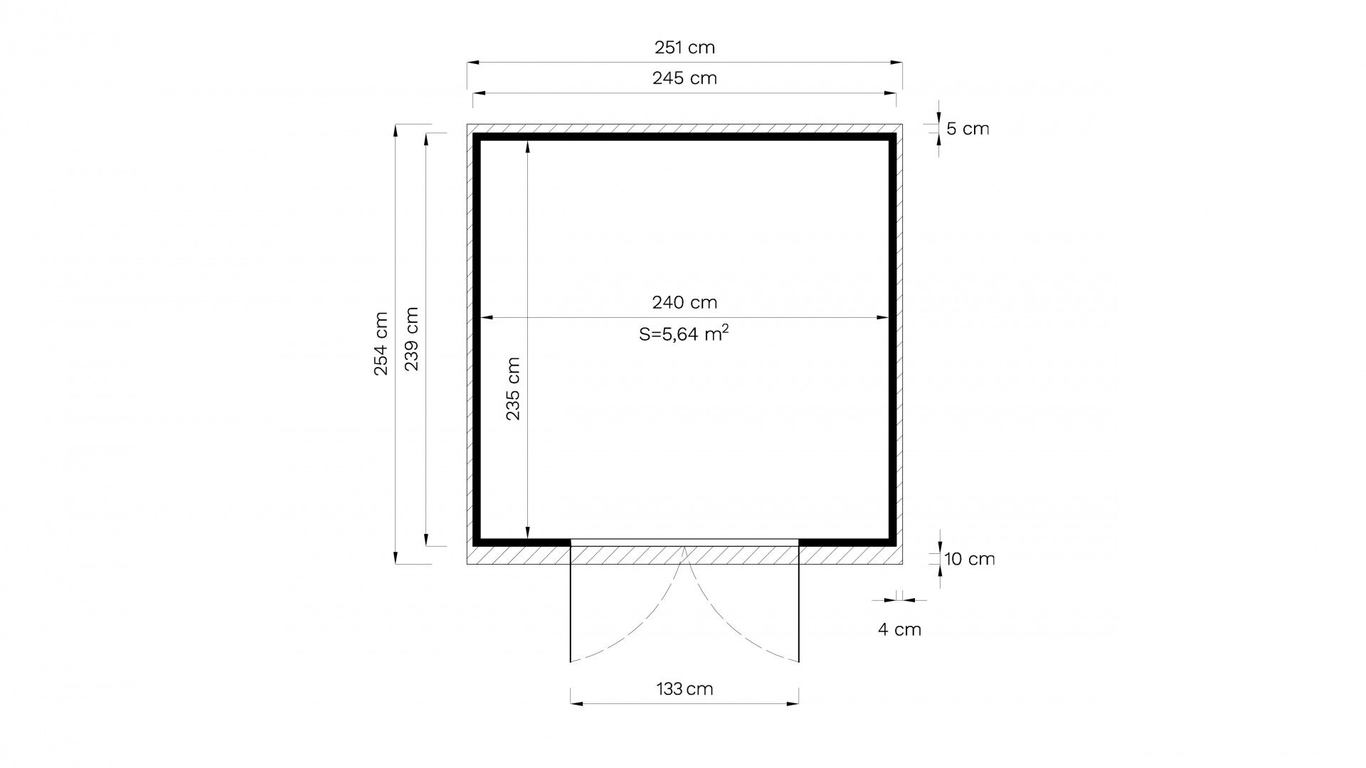 Gartenhaus Felix 3 hellgrau 244 x 239 cm