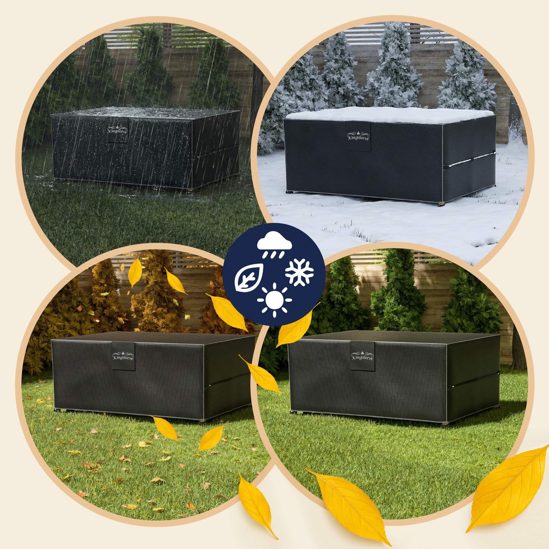 Abdeckplane Sitzgruppe Anthrazit 180x120x74cm 9100mm Wassersäule