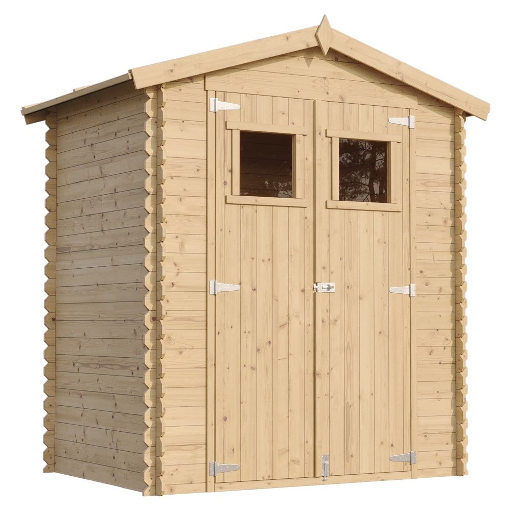 Gartenhaus Otto M367 frontale und seitliche Ansicht links