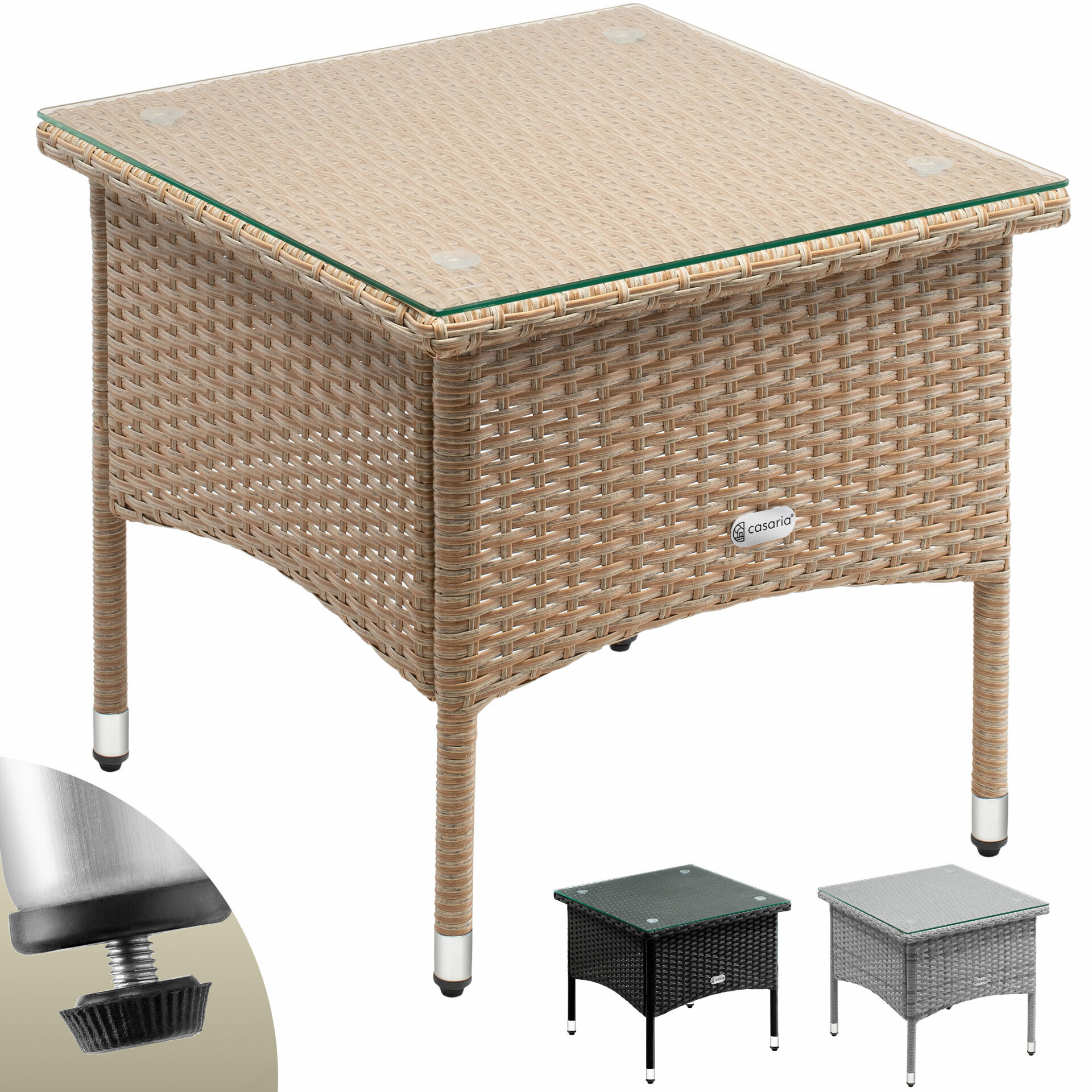 Polyrattan Beistelltisch Grau-Beige 50x50x45cm