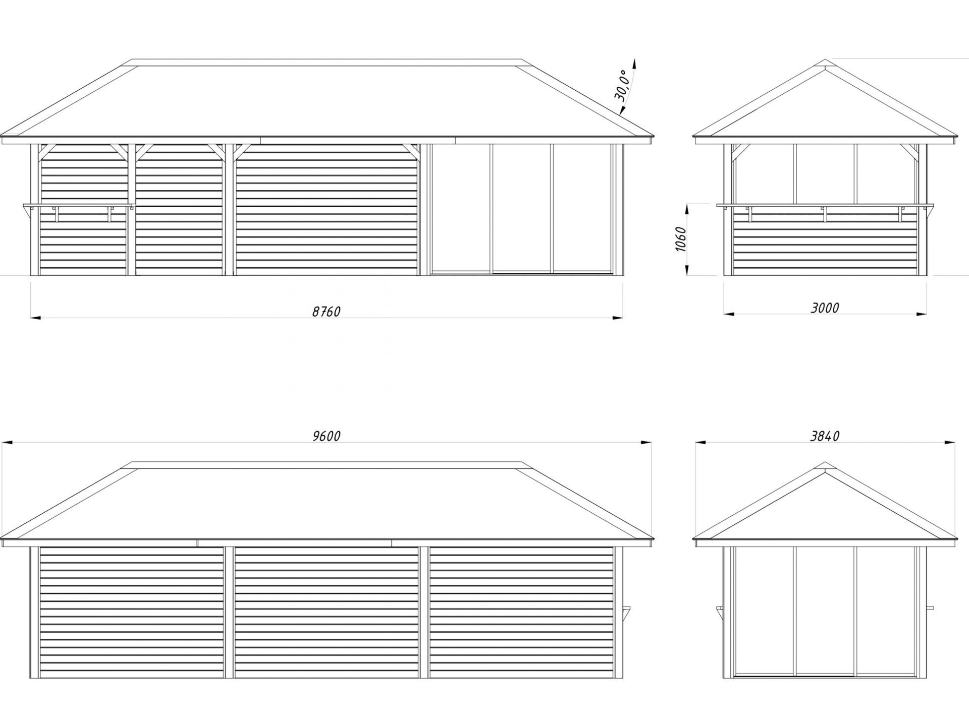 Palmako Pavillon Bianca 24,9 m2 Set 216 Slide