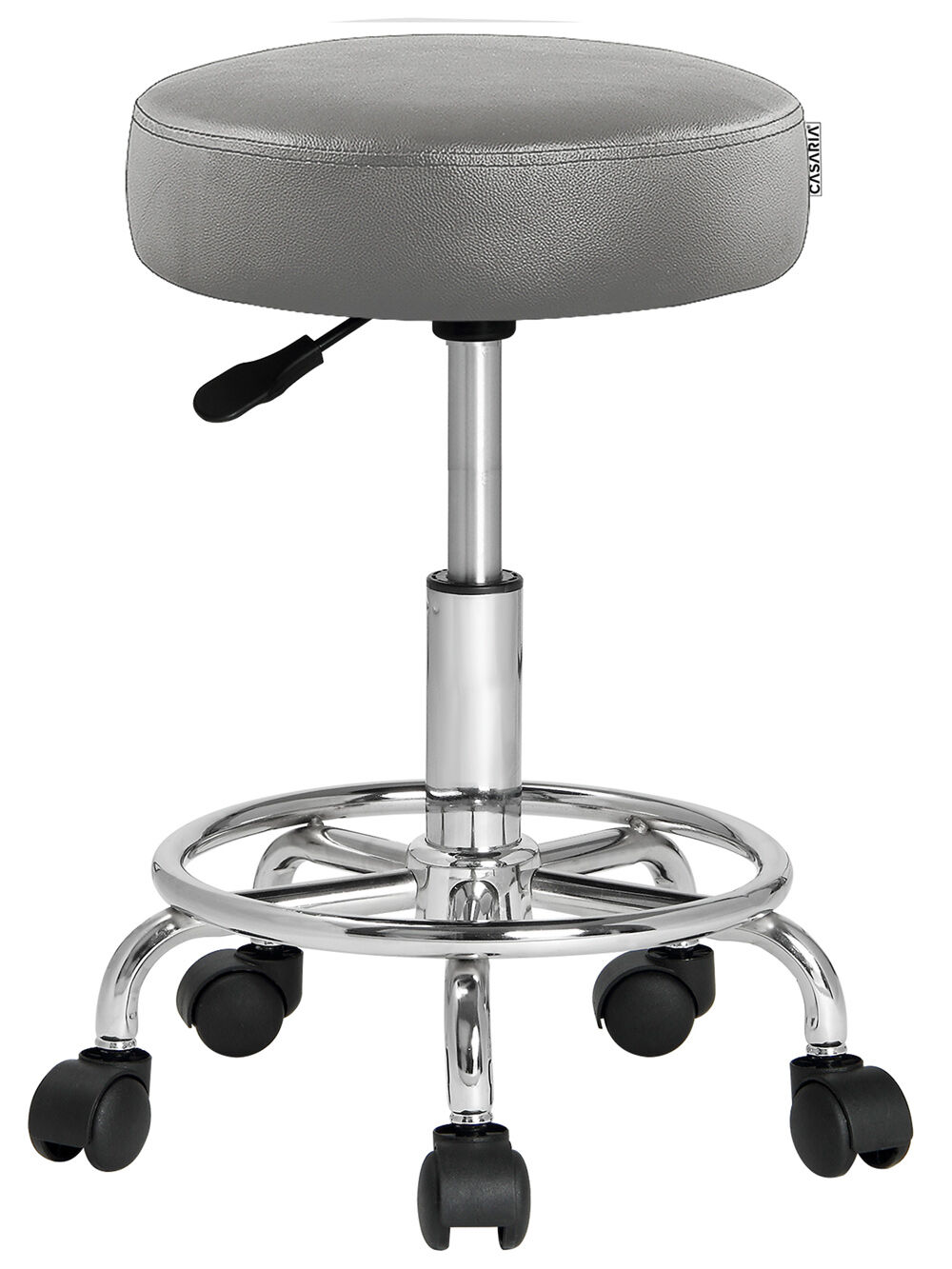 Rollhocker Kunstleder Grau 360° drehbar Fußablage